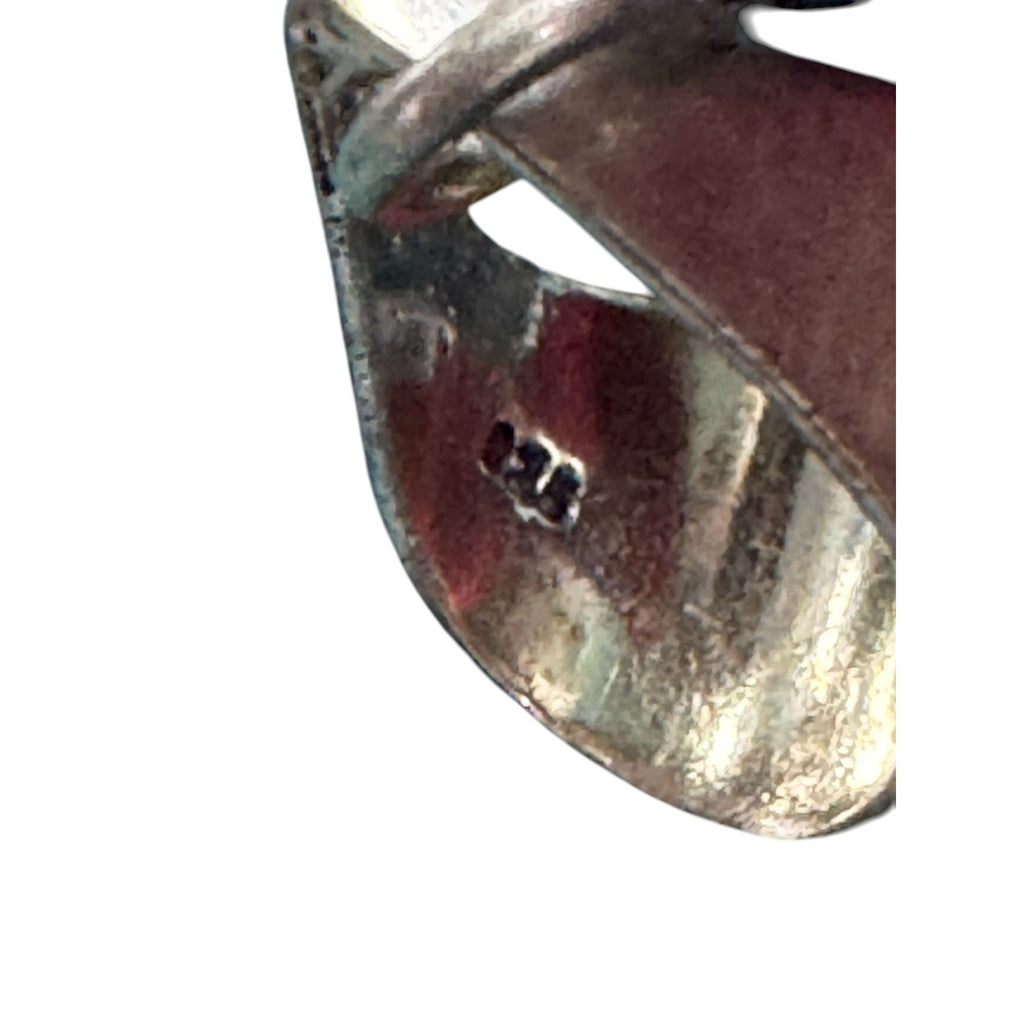 925 Sterling Silver Red Cabochon Pendant – Oval Stone, Vintage Style