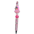 Beaded Bling Ballpoint Pen With Pink Lotus Charm & Stylish Character Design