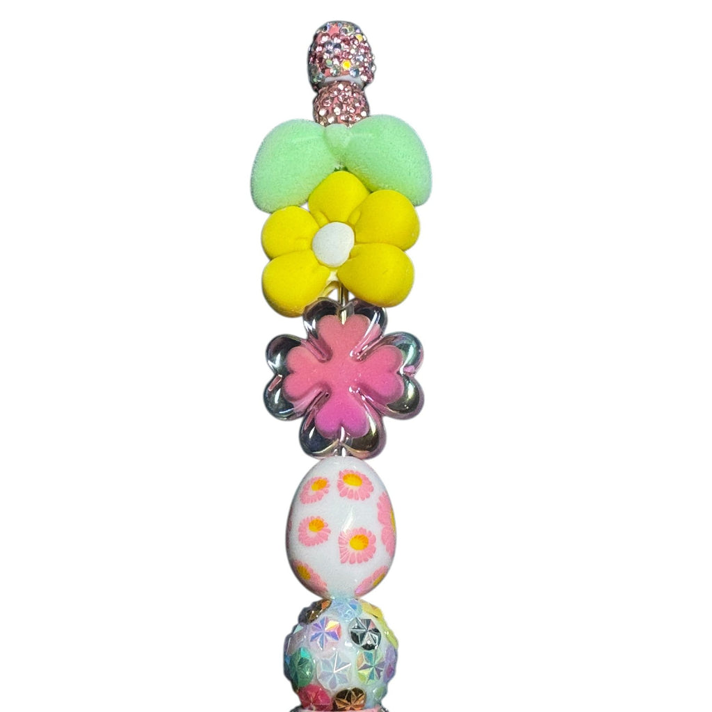 Glitter Flower Easter-Themed Pen With Beaded Accents For Kids & Crafts