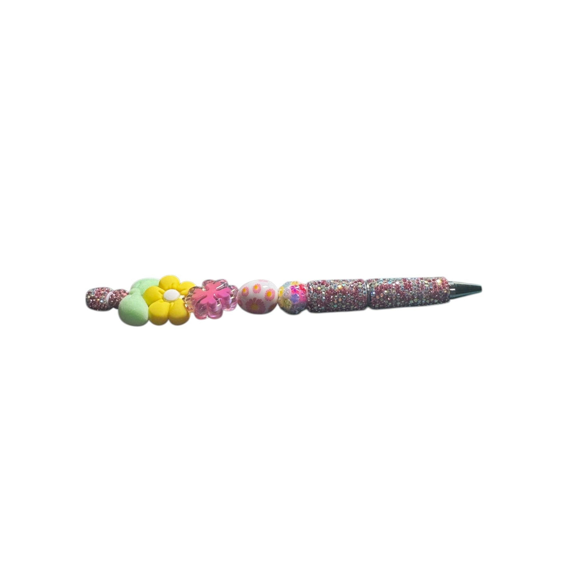 Glitter Flower Easter-Themed Pen With Beaded Accents For Kids & Crafts
