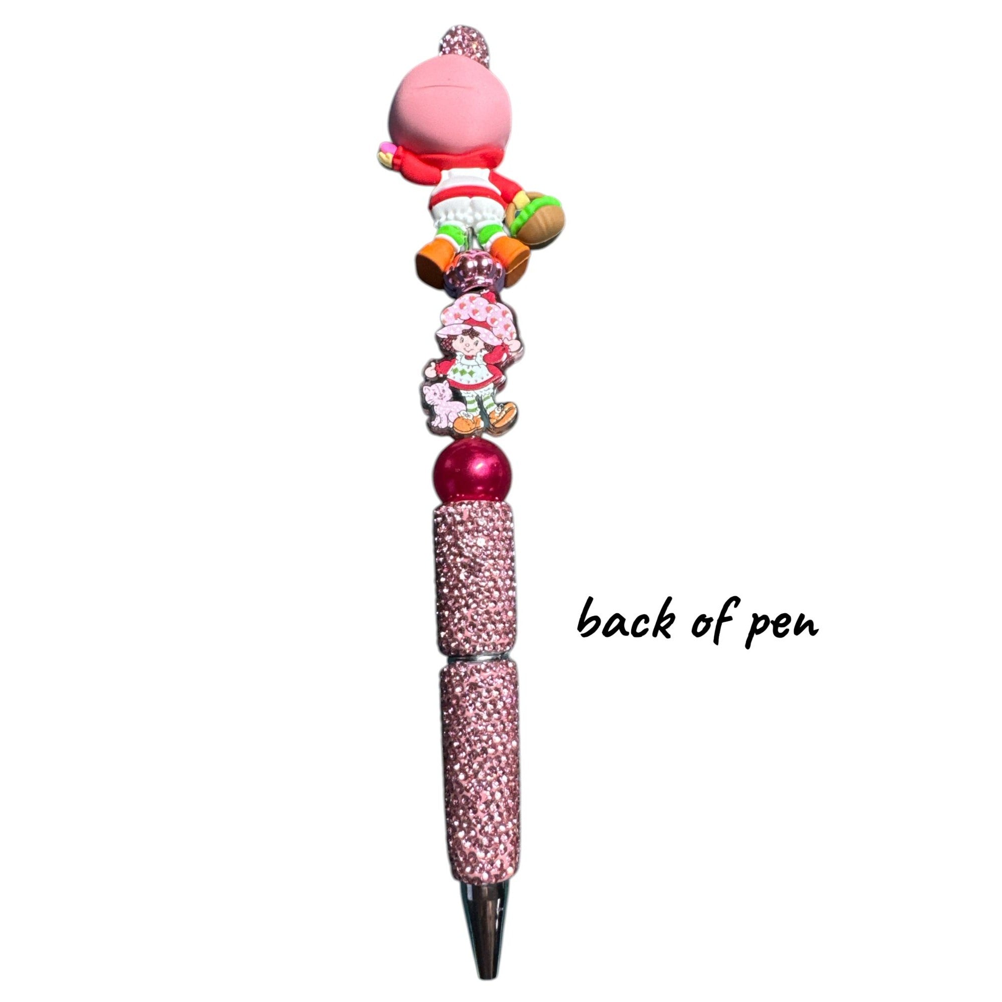 Strawberry Shortcake-Themed Beaded Glitter Pen With Character Top & Sparkly Pink Handle