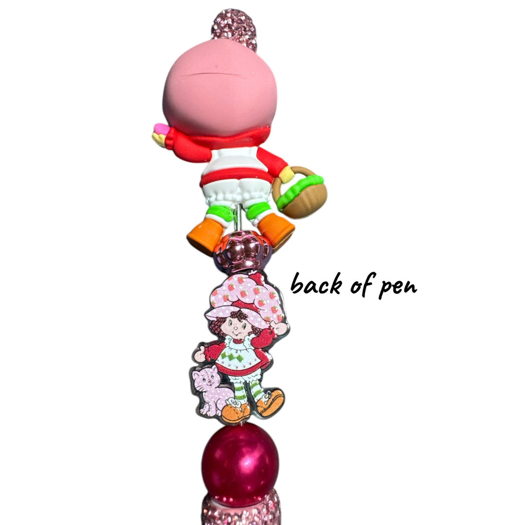 Strawberry Shortcake-Themed Beaded Glitter Pen With Character Top & Sparkly Pink Handle