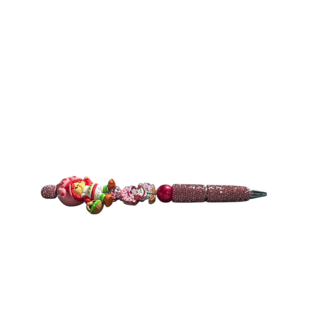 Strawberry Shortcake-Themed Beaded Glitter Pen With Character Top & Sparkly Pink Handle