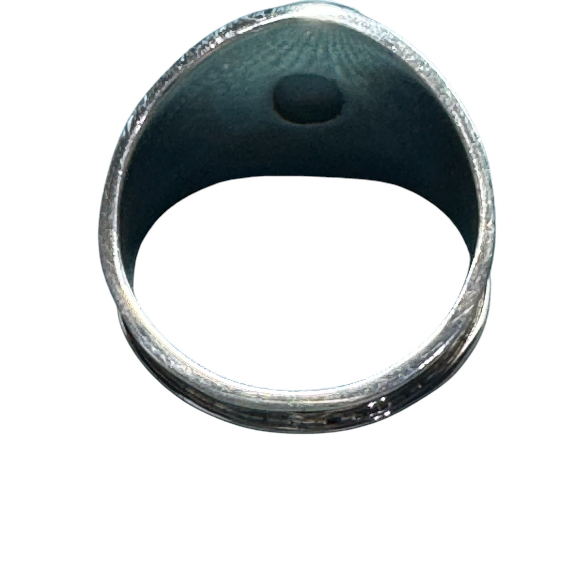 Sterling Silver Oval Larimar Statement Ring With Intricate Detailing