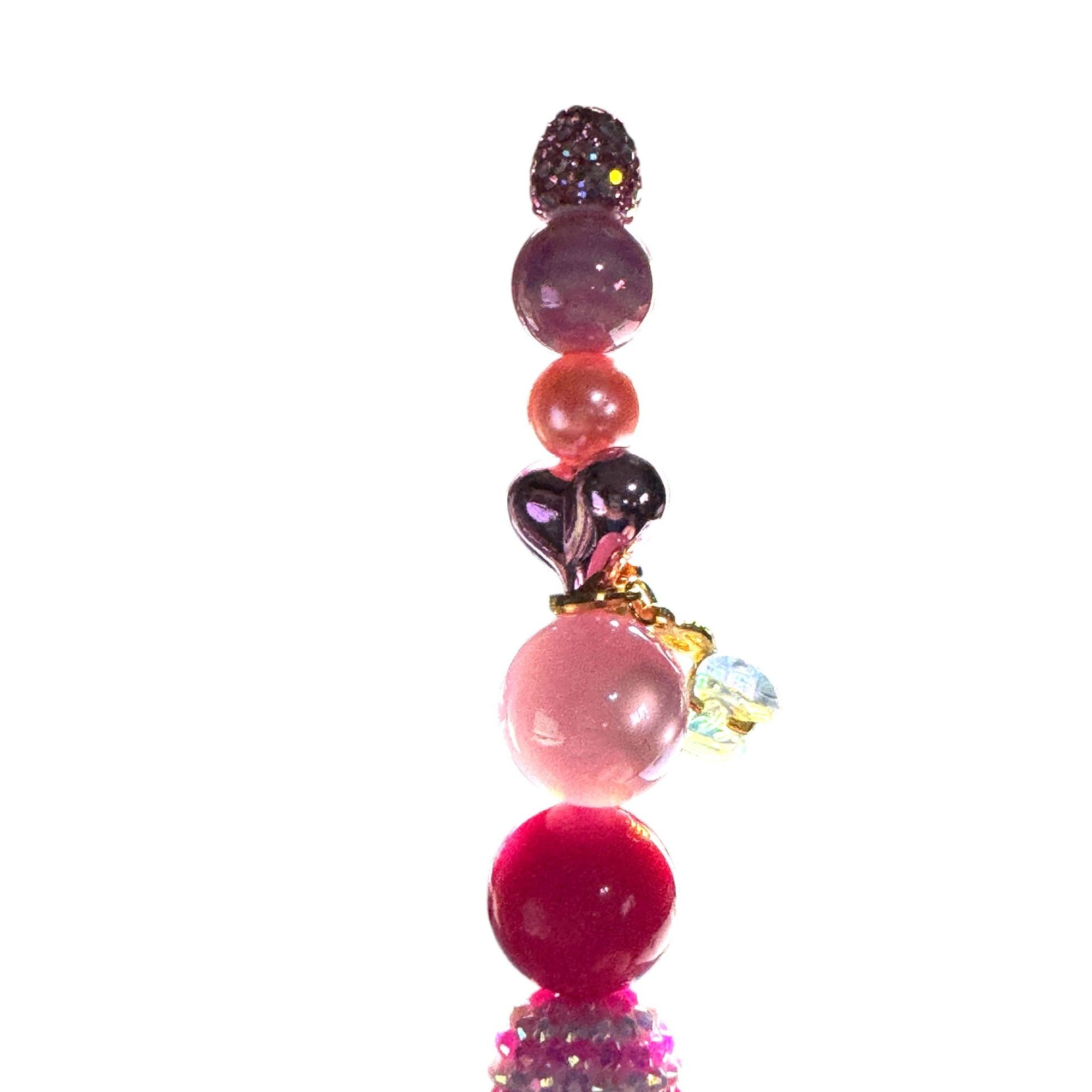 Beaded Rhinestone Pen With Pink & Gold Charms For Writing & Gifting