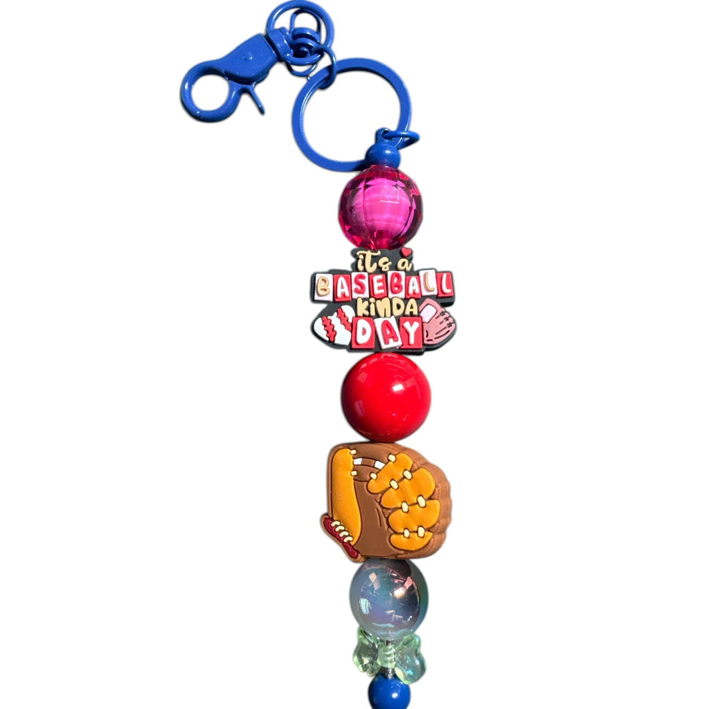 Baseball-Themed Keychain With Colorful Beads & "Its A Baseball Kinda Day" Charm For Backpacks Or Bags