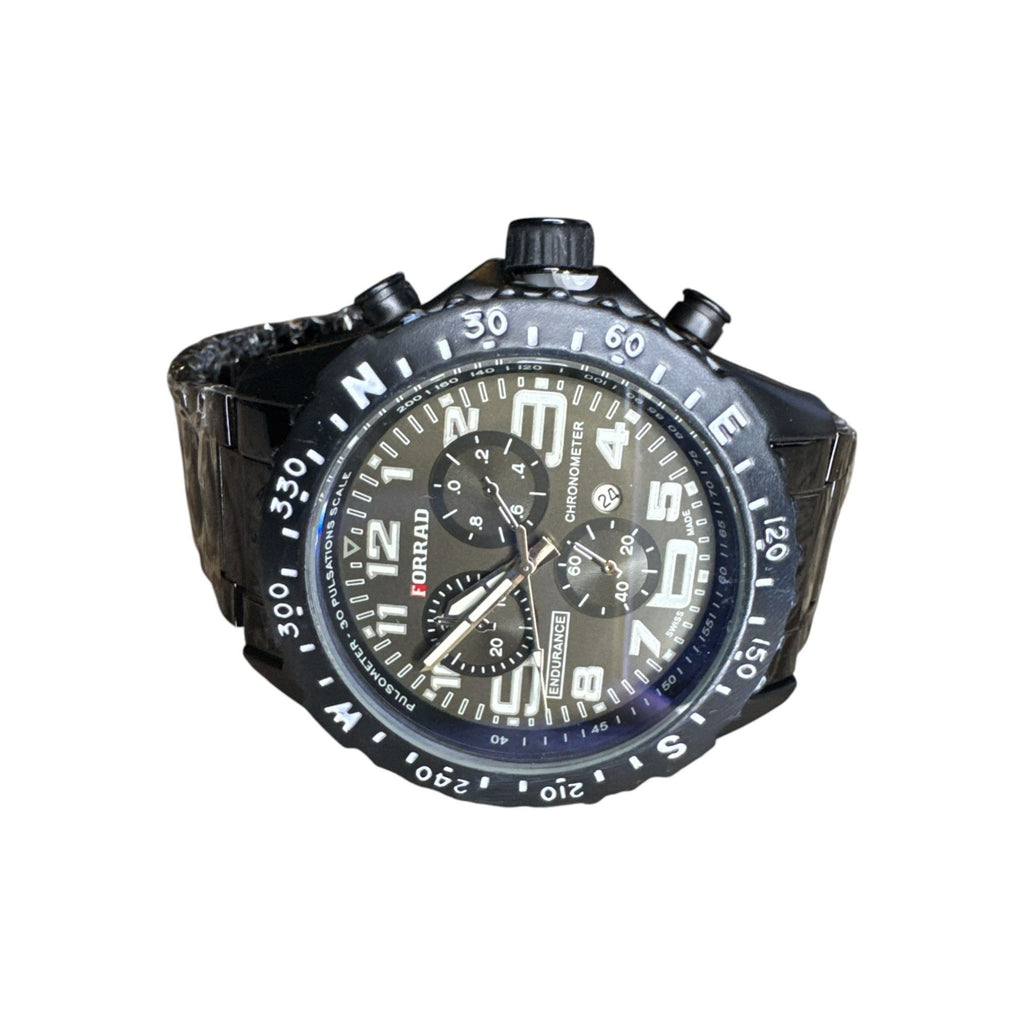 Forrad Men's C290Chronometer Watch with Black Stainless Steel Band Water Resistant Includes Box &  Strap