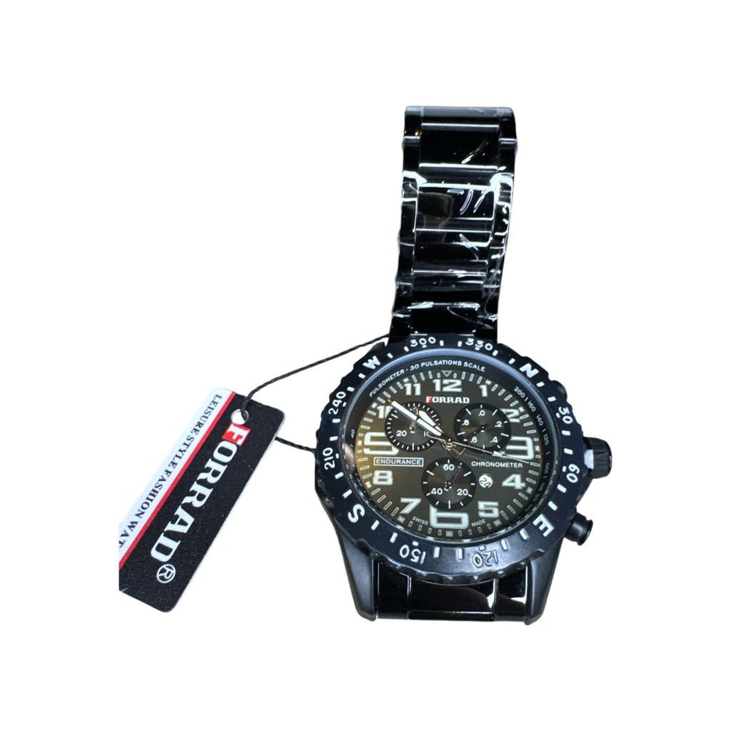 Forrad Men's C290Chronometer Watch with Black Stainless Steel Band Water Resistant Includes Box &  Strap