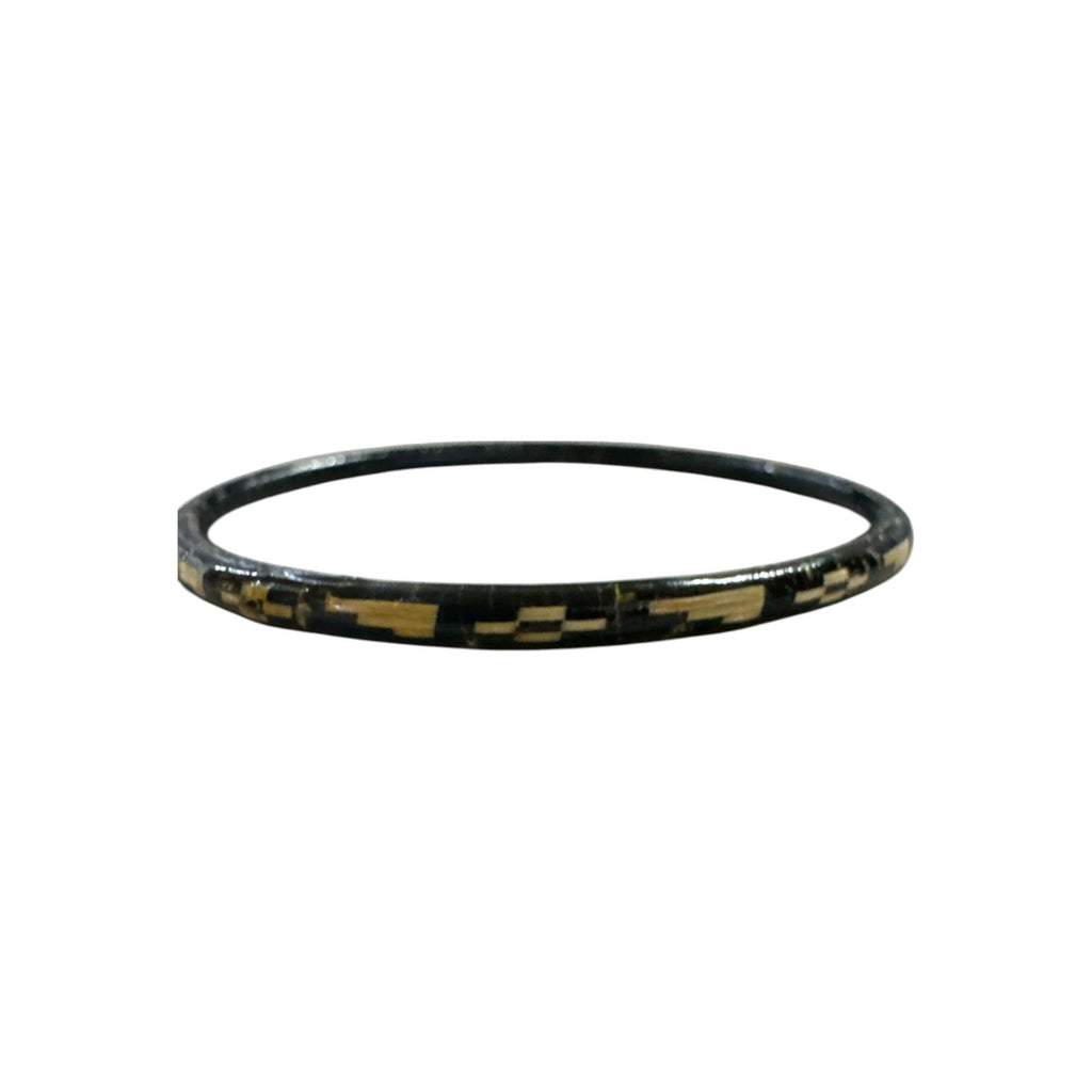 Black & Gold Vintage-Inspired Thin Bangle Bracelet 7" Round Handmade Lightweight Jewelry