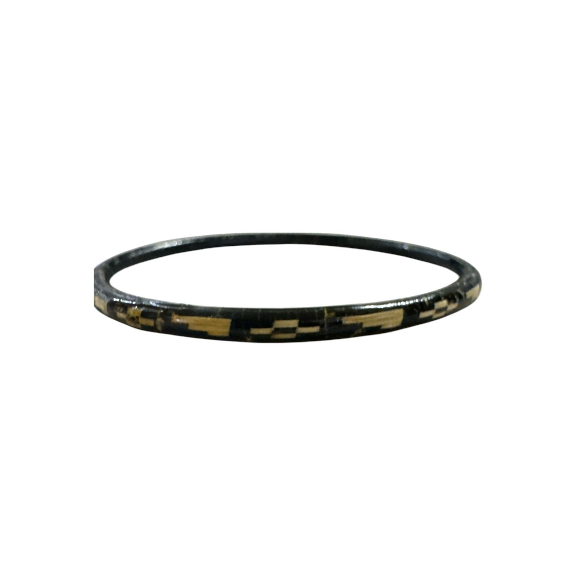 Black & Gold Vintage-Inspired Thin Bangle Bracelet 7" Round Handmade Lightweight Jewelry