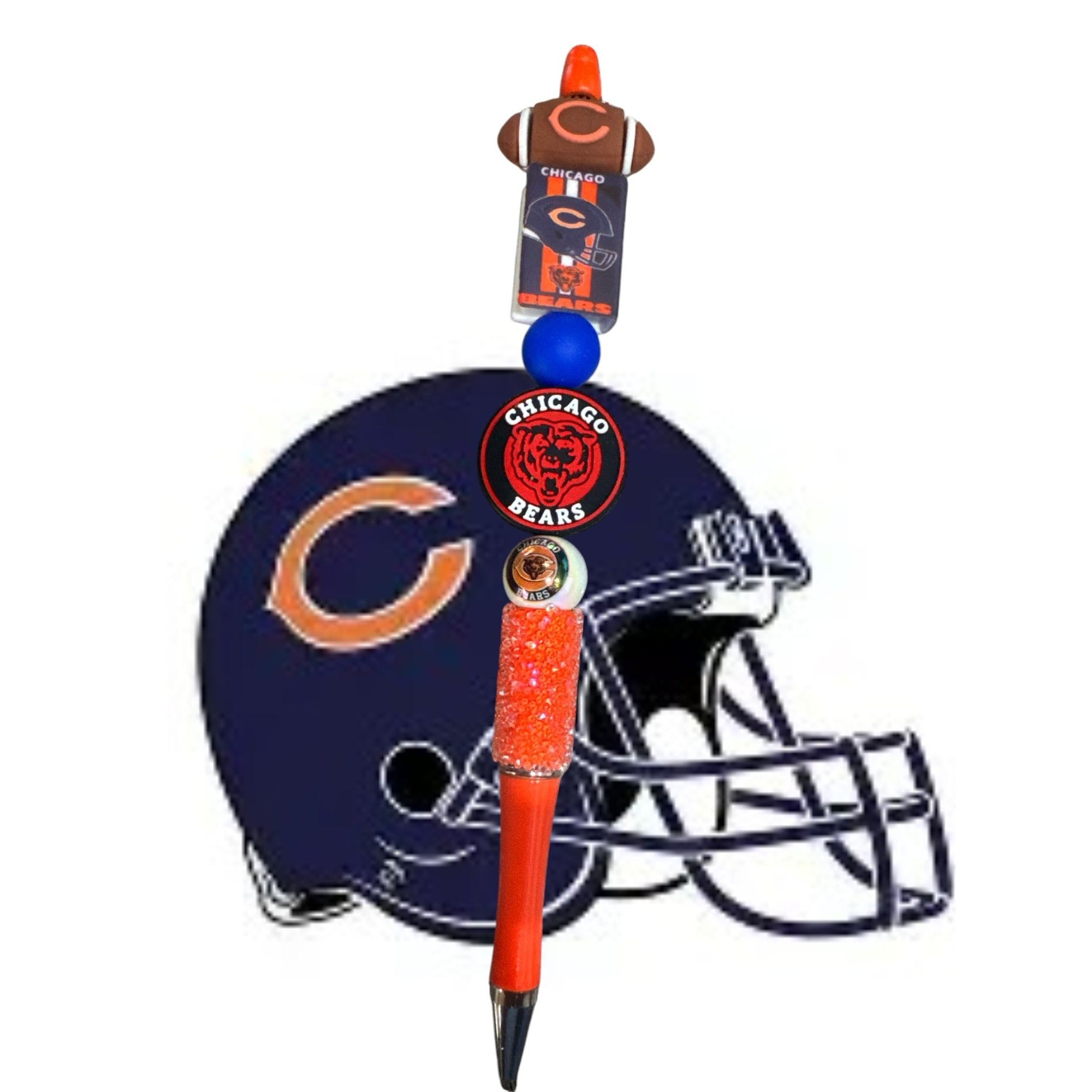 Chicago Bears Beaded Pen With Football & Logo Accents For Fans