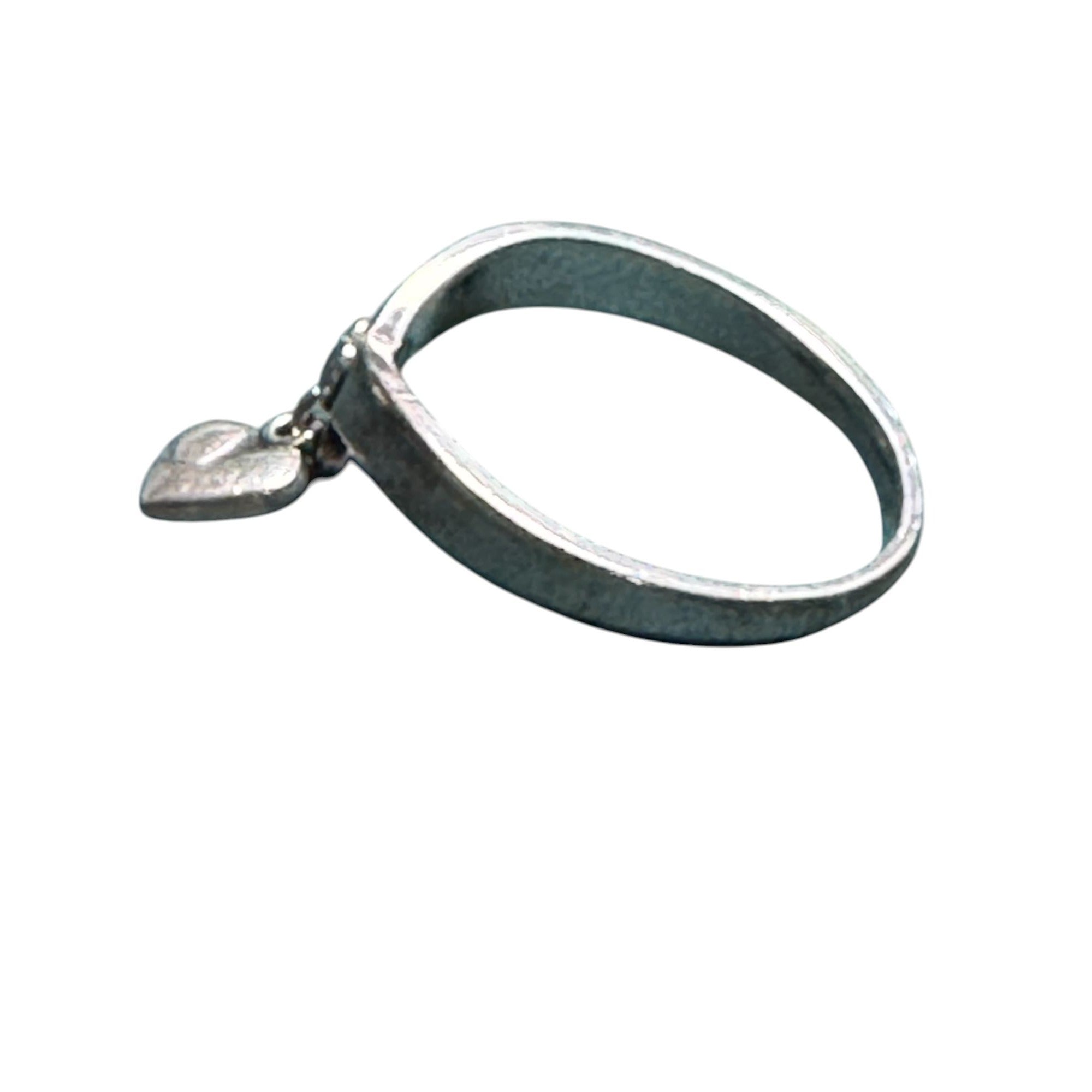 Sterling Silver Heart Ring with Dangling Charm, Size 6.5, Cute Minimalist Jewelry