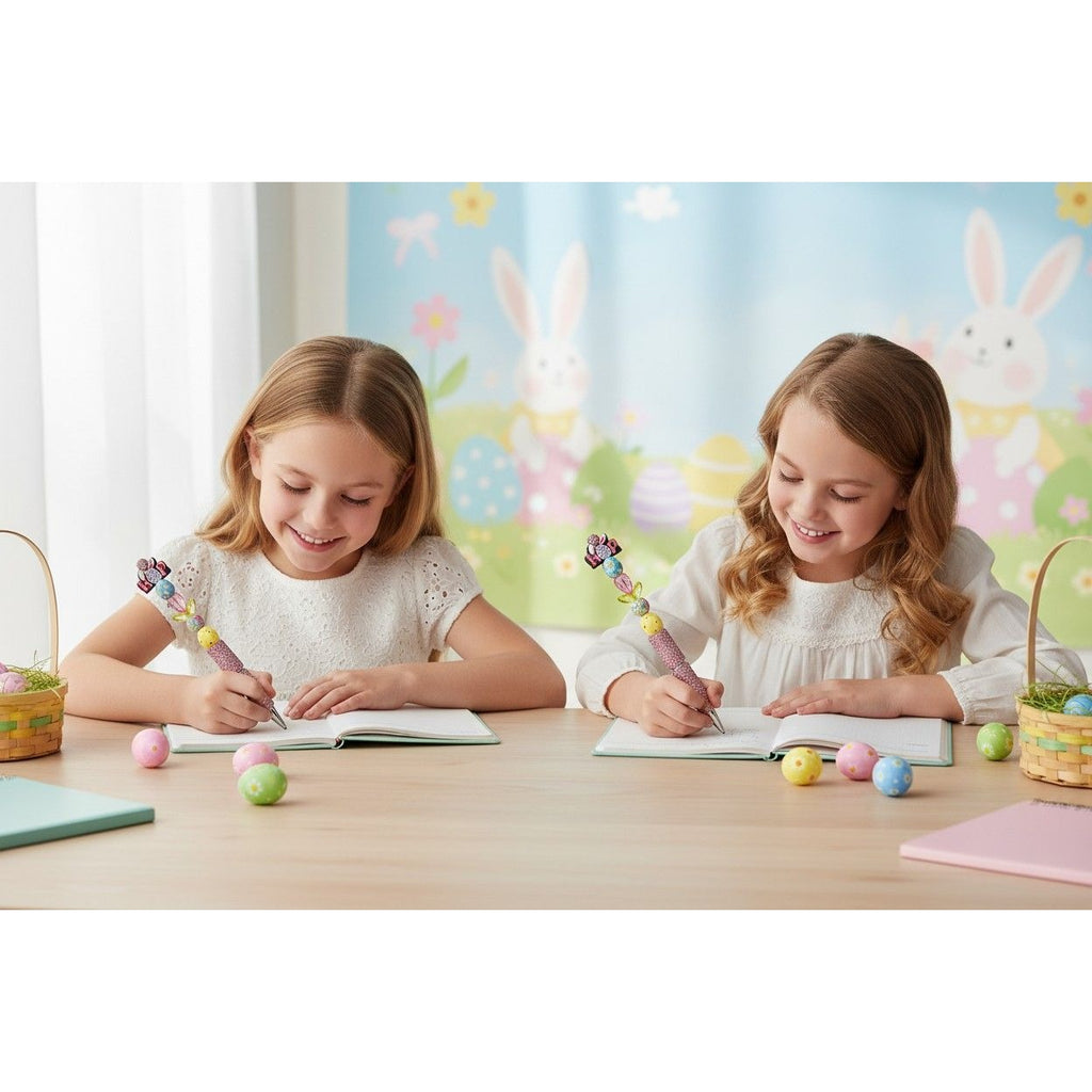 Easter-Themed Beaded Pen With Glitter Handle & "Hop" Topper - Fun Stationery Gift