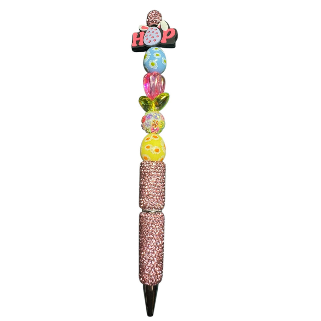 Easter-Themed Beaded Pen With Glitter Handle & "Hop" Topper - Fun Stationery Gift