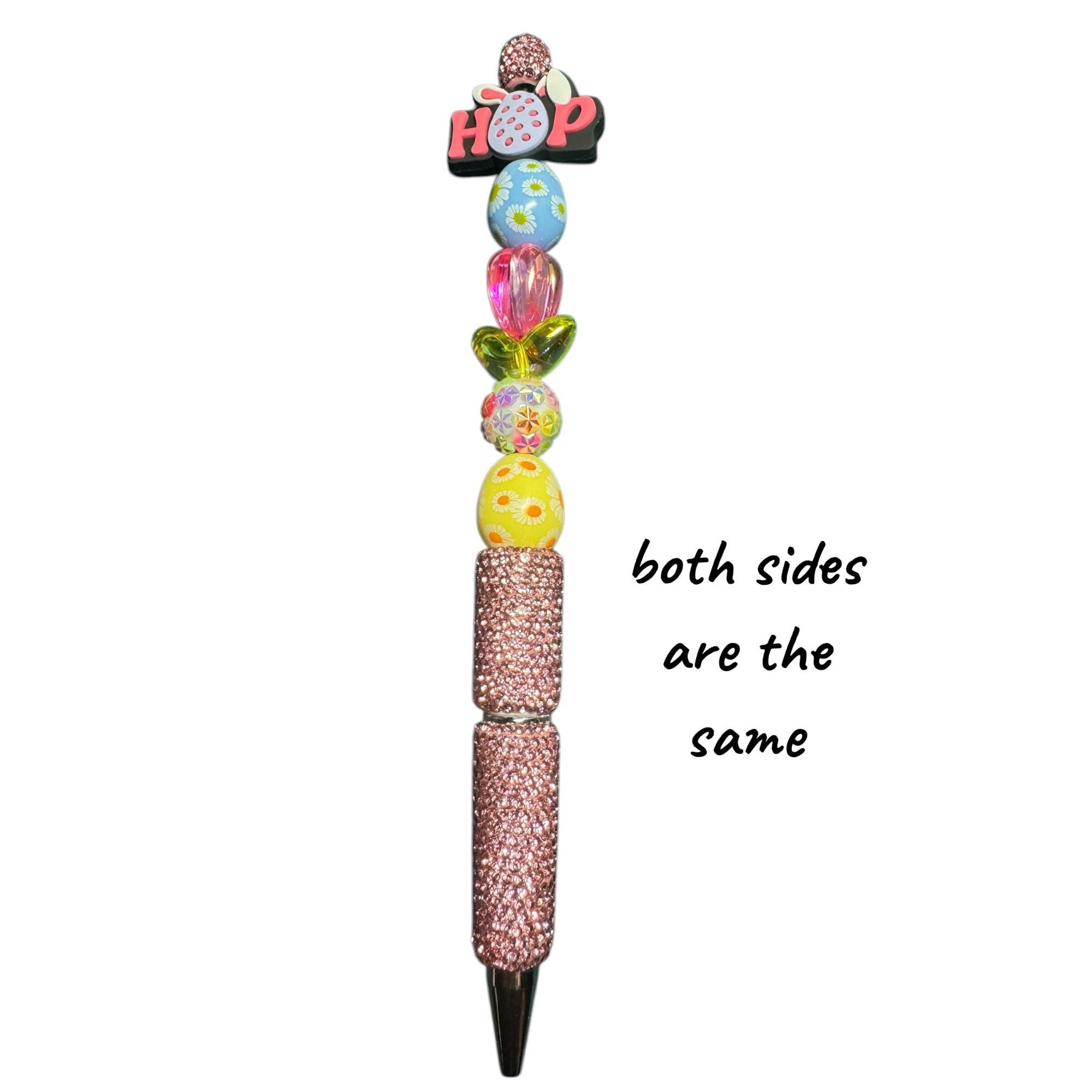 Easter-Themed Beaded Pen With Glitter Handle & "Hop" Topper - Fun Stationery Gift