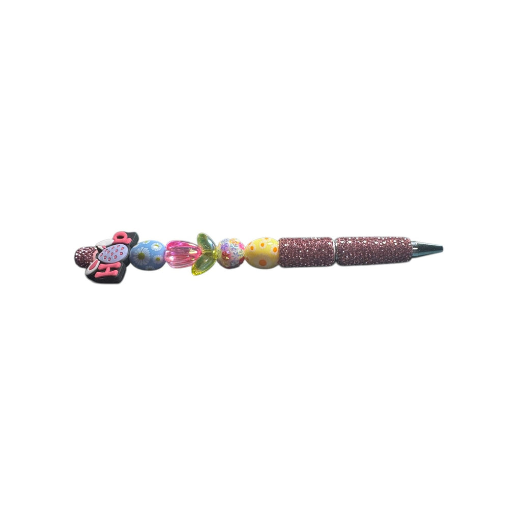 Easter-Themed Beaded Pen With Glitter Handle & "Hop" Topper - Fun Stationery Gift