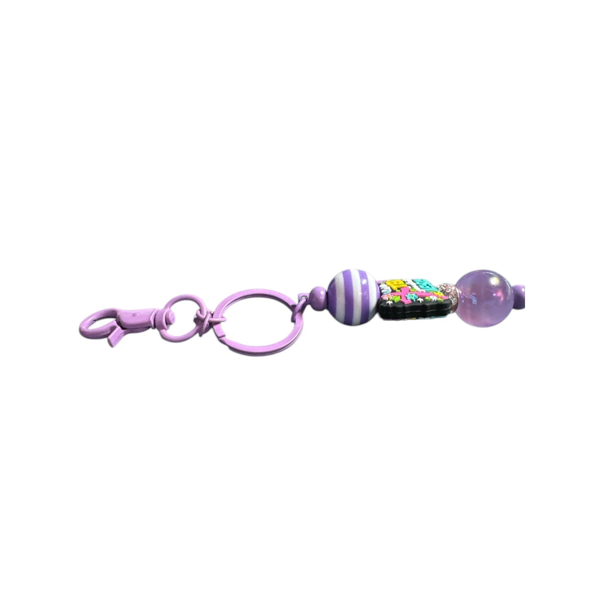 Let Me Tell You About My Jesus Keychain/Lanyard With Purple Beads & Clip