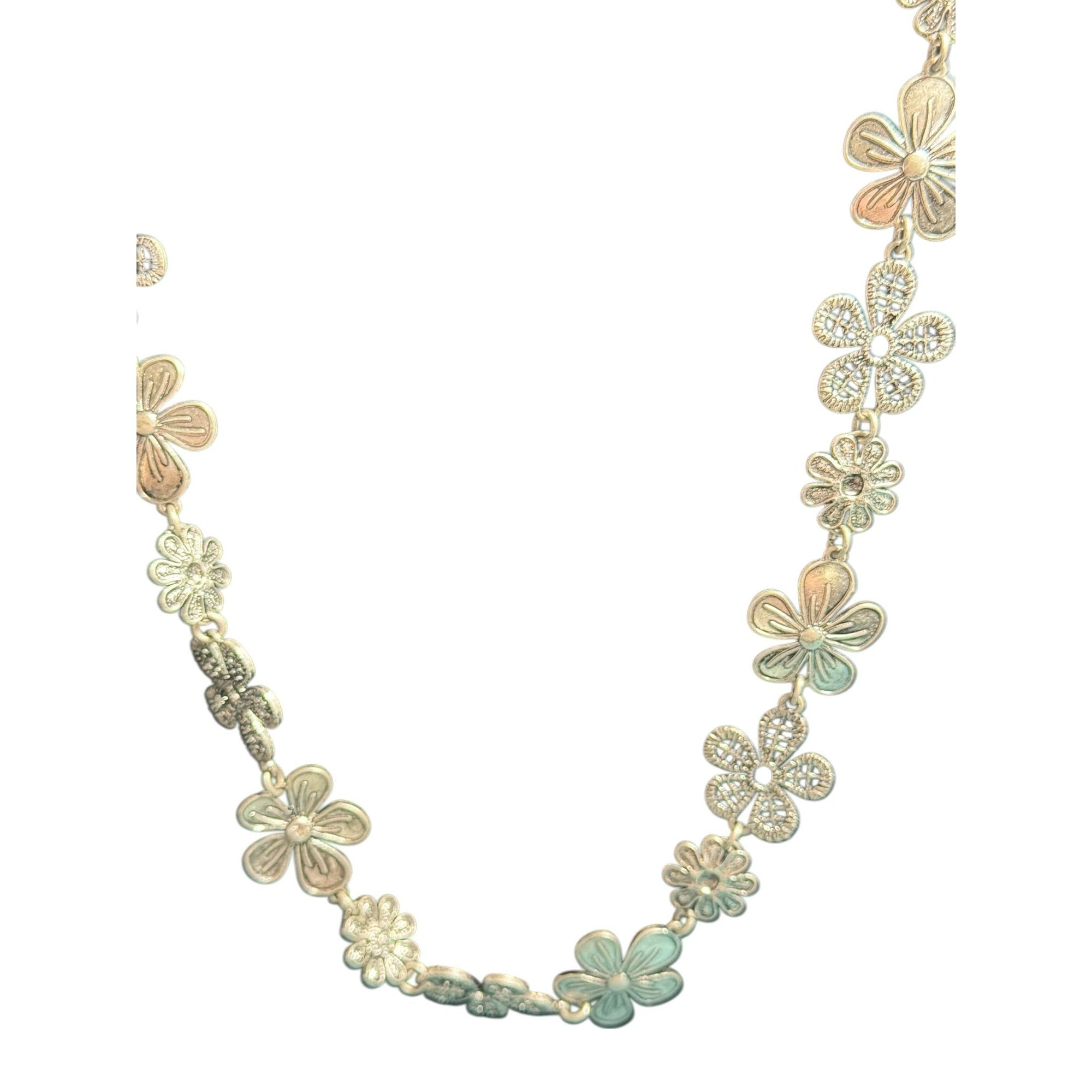 Premier Designs Silver Floral Filigree Chain Necklace with Intricate Detailing for Women