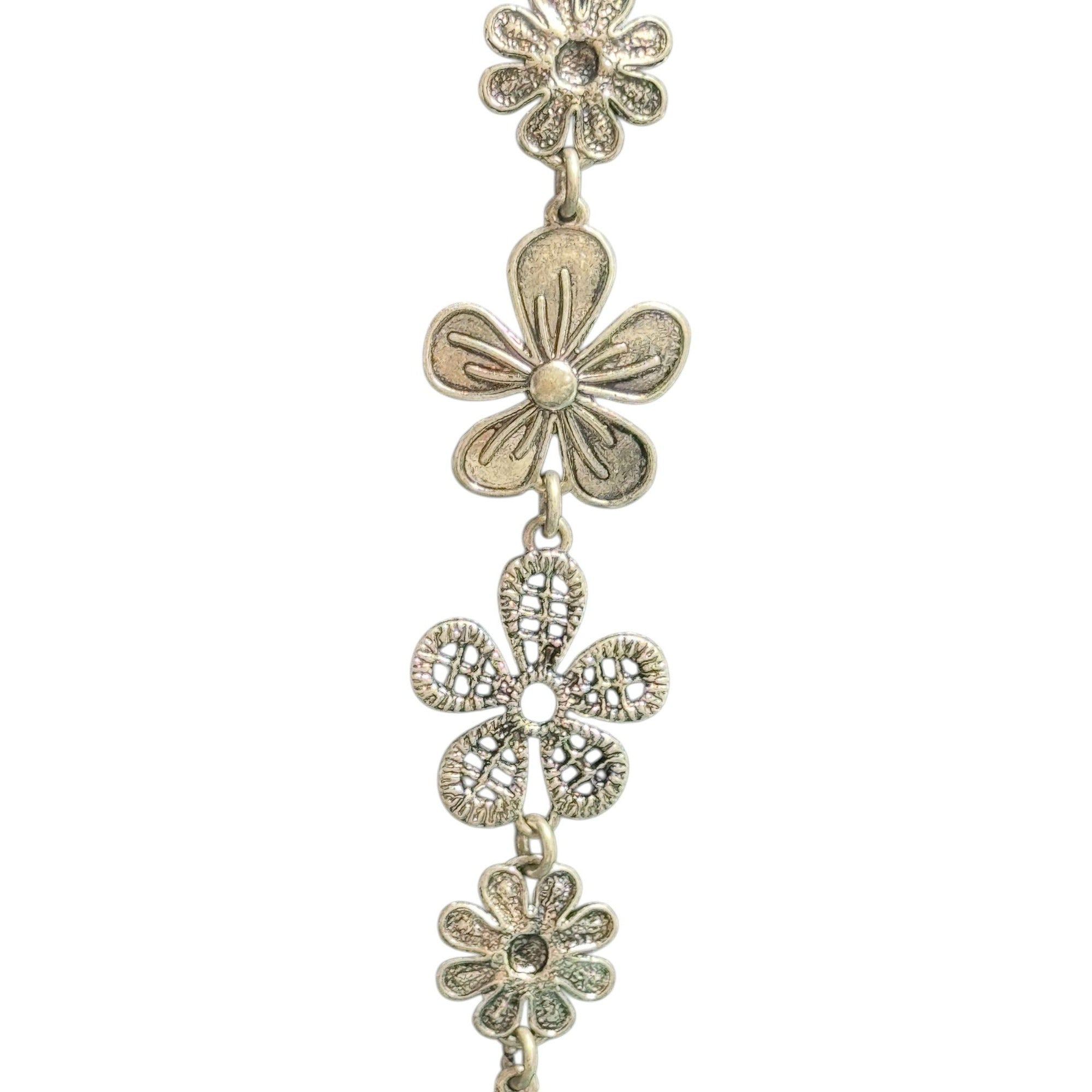 Premier Designs Silver Floral Filigree Chain Necklace with Intricate Detailing for Women