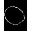 925 Italy Sterling Silver Chain Bracelet – Rectangular Links, Spring Ring Clasp, 7”