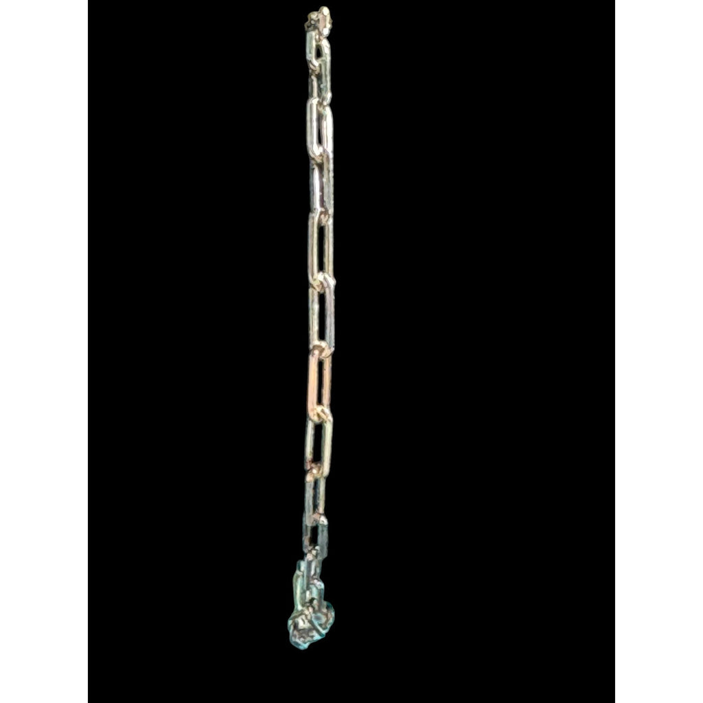 925 Italy Sterling Silver Chain Bracelet – Rectangular Links, Spring Ring Clasp, 7”