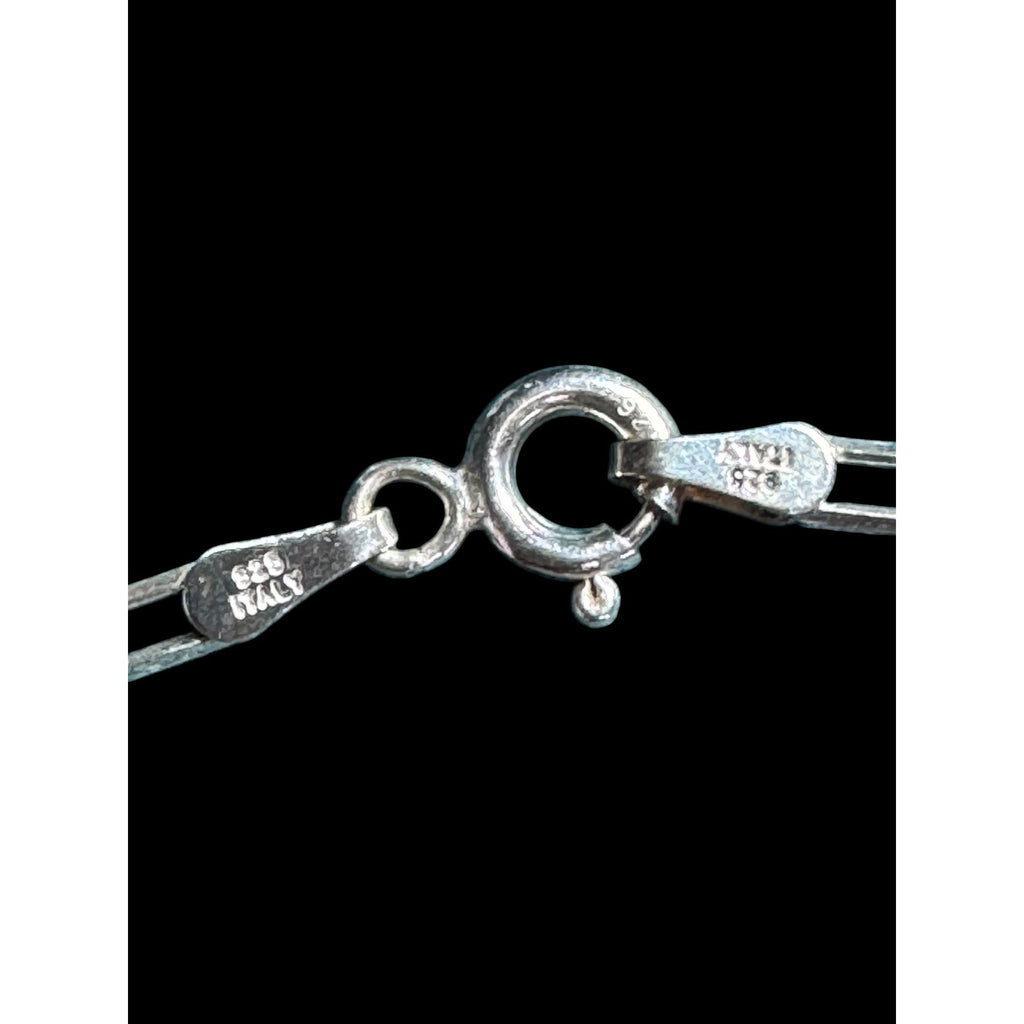 925 Italy Sterling Silver Chain Bracelet – Rectangular Links, Spring Ring Clasp, 7”