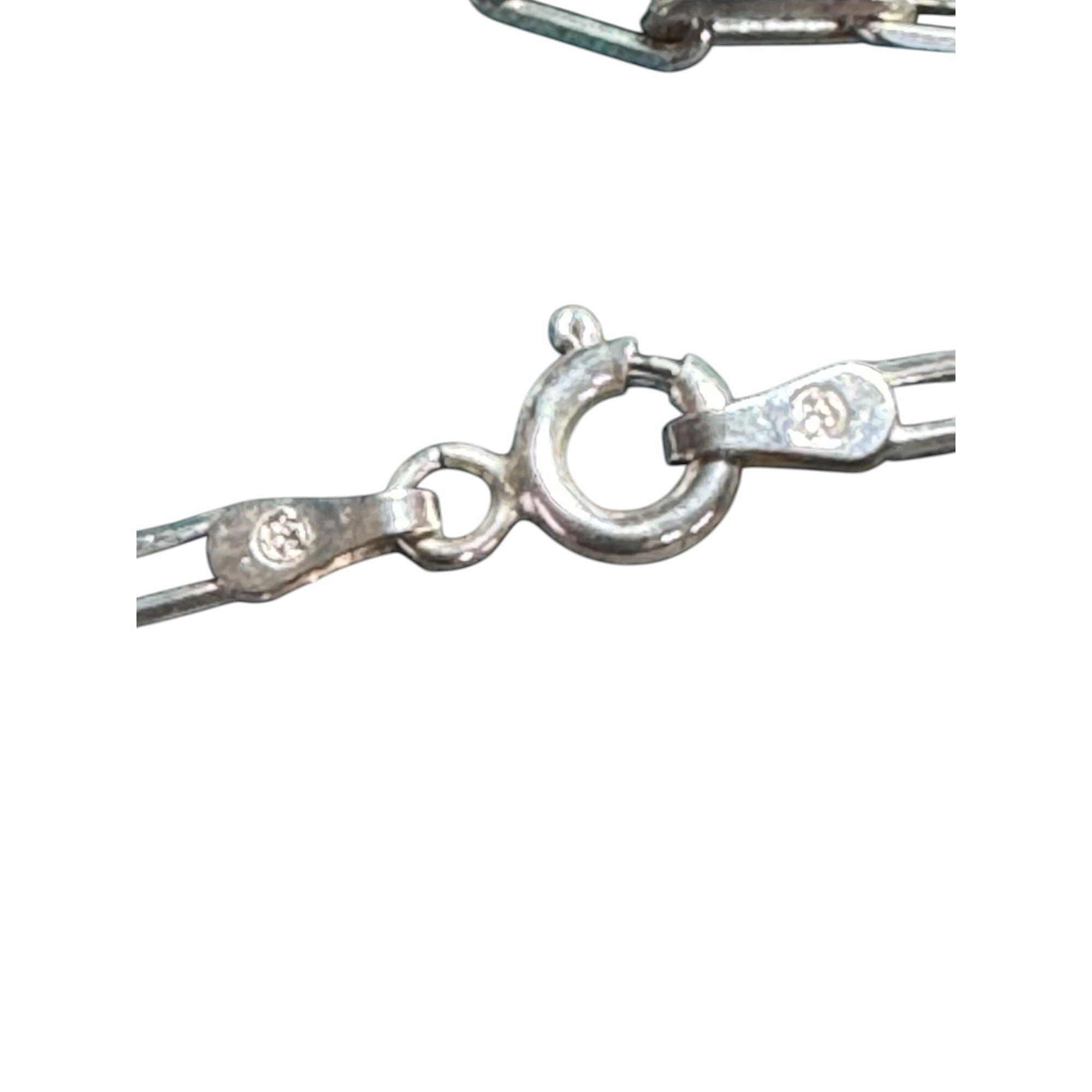 925 Italy Sterling Silver Chain Bracelet – Rectangular Links, Spring Ring Clasp, 7”