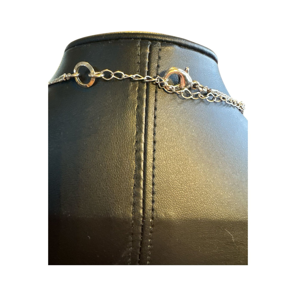 Layered Silver Necklace With Textured Discs & Polished Beads Adjustable Lobster Clasp Closure Elegant Statement Jewelry