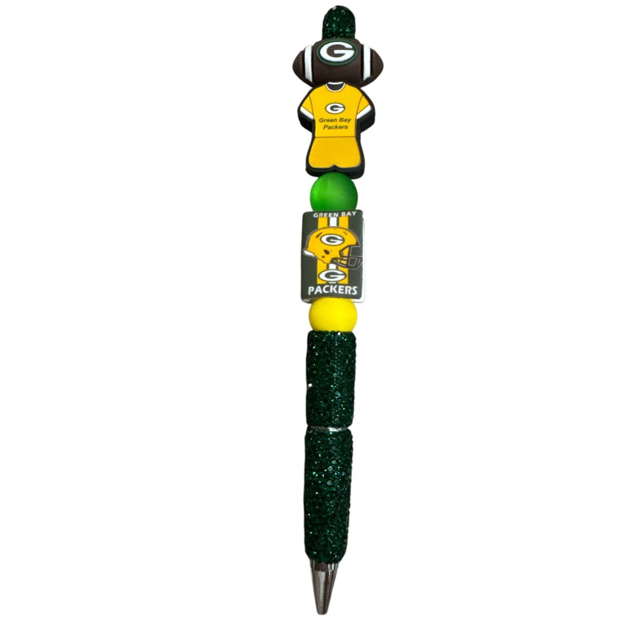 Green Bay Packers Glitter Pen With Beads & Team Logos For Writing Or Collecting