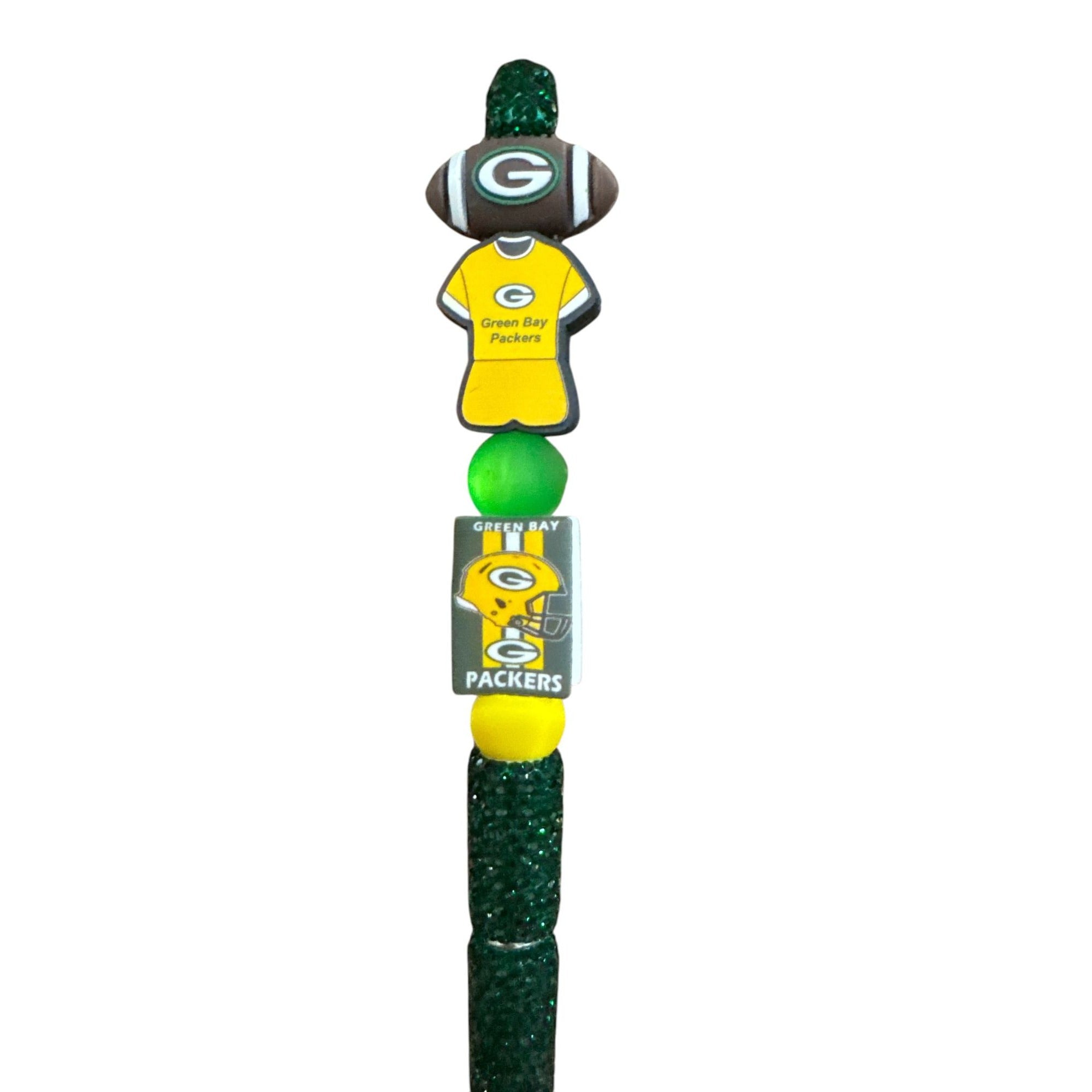 Green Bay Packers Glitter Pen With Beads & Team Logos For Writing Or Collecting