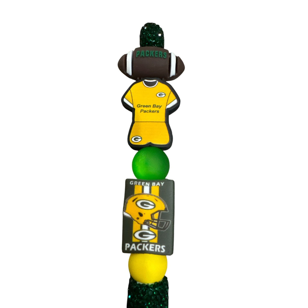 Green Bay Packers Glitter Pen With Beads & Team Logos For Writing Or Collecting