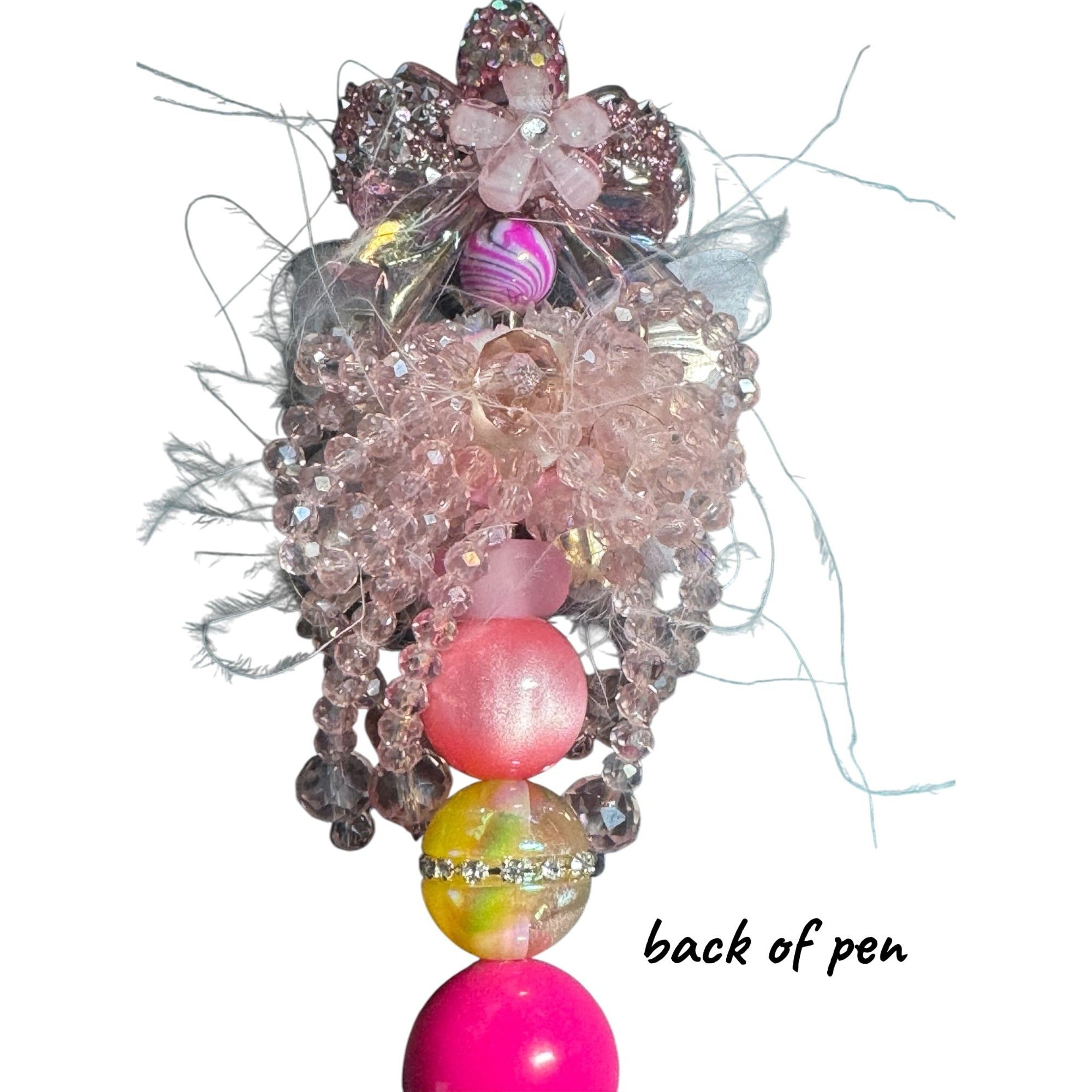 Handcrafted Butterfly-Themed Decorative Ballpoint Pen With Rhinestones & Beaded Accents Pink & Purple Design Ideal For Gifting Or Journaling