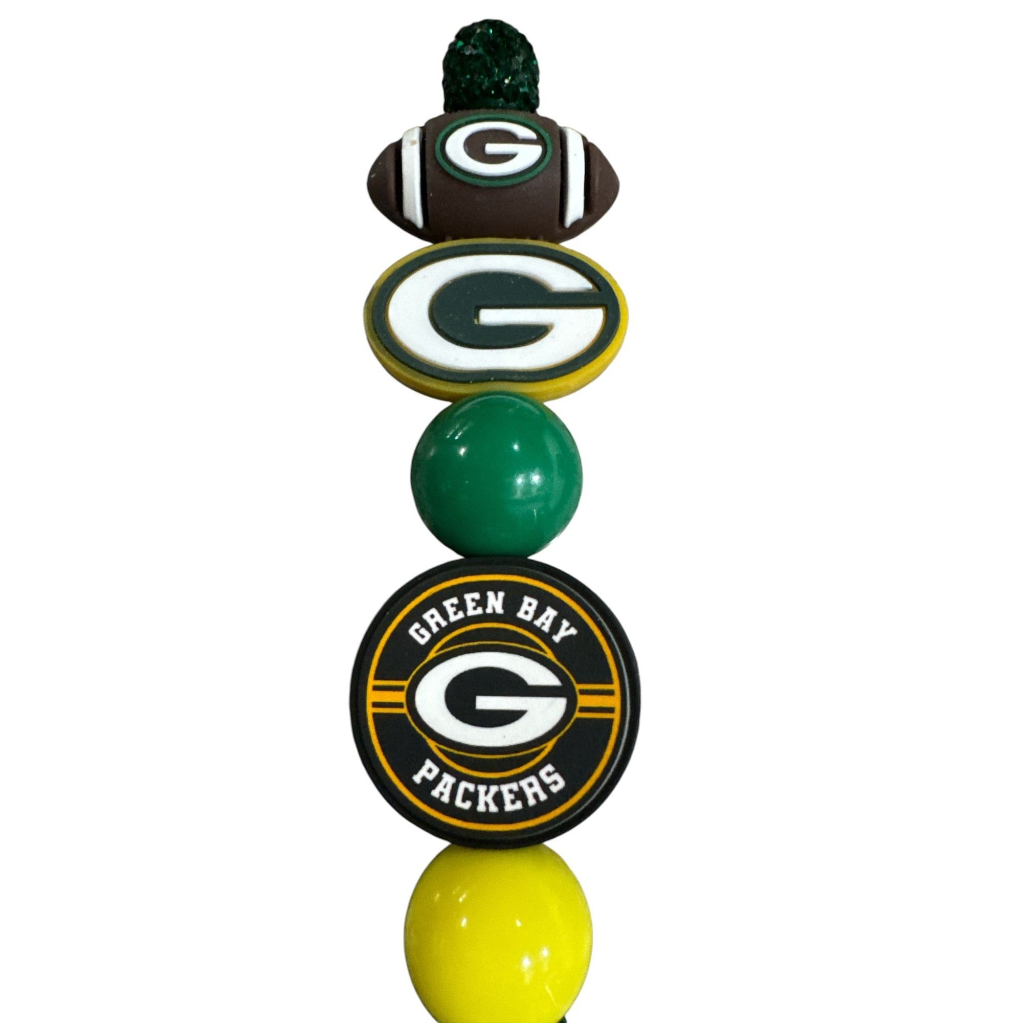 Green Bay Packers Decorative Pen With Beaded Design & Glitter Handle - NFL Football Team Logo Fan Gift