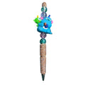 Handmade Beaded Pen • Monsters Theme • Glitter Rhinestone Pen • Cute Kawaii Gift • Blue & Green Characters