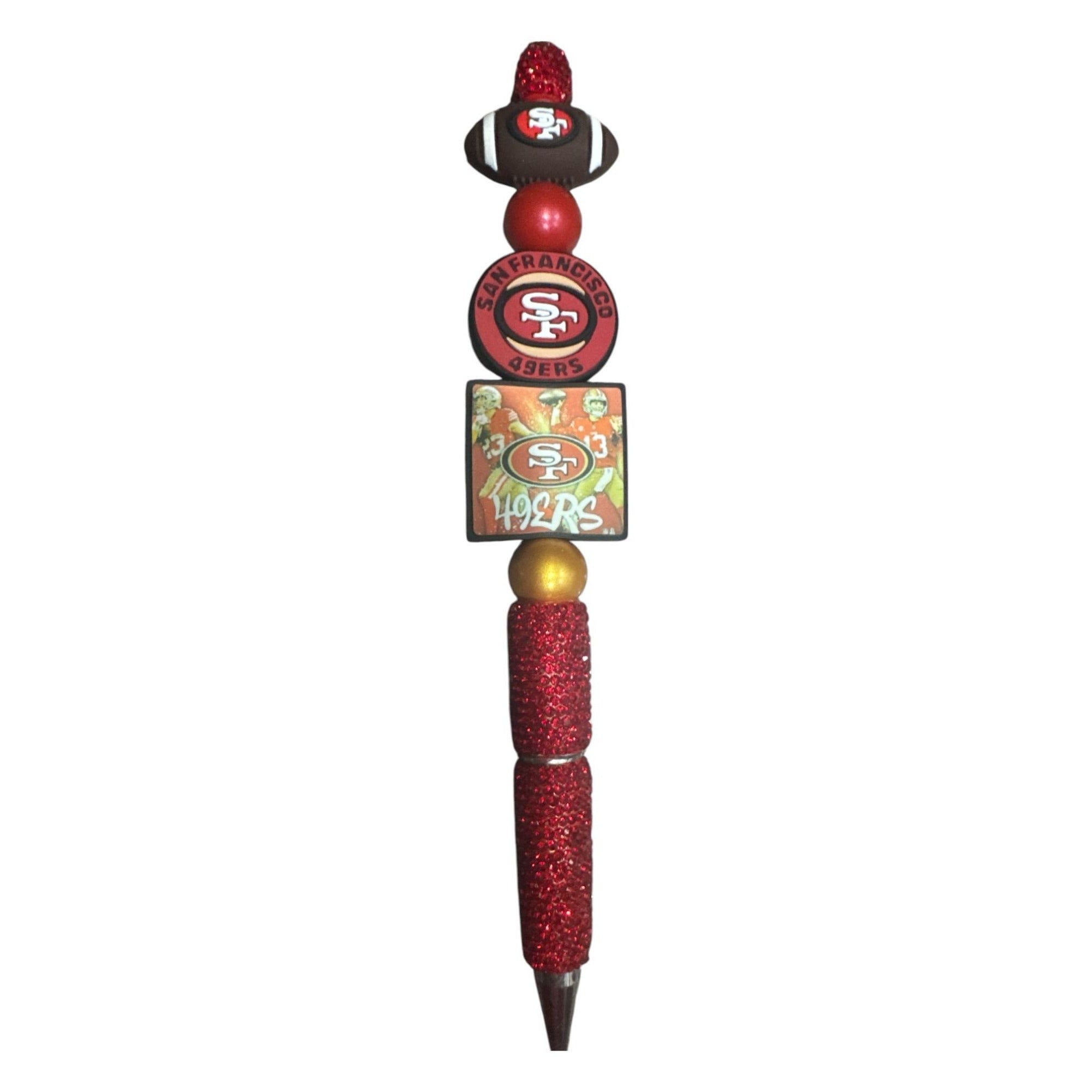 San Francisco 49ers Glittered Bead Pen With Team Logos & Football Design