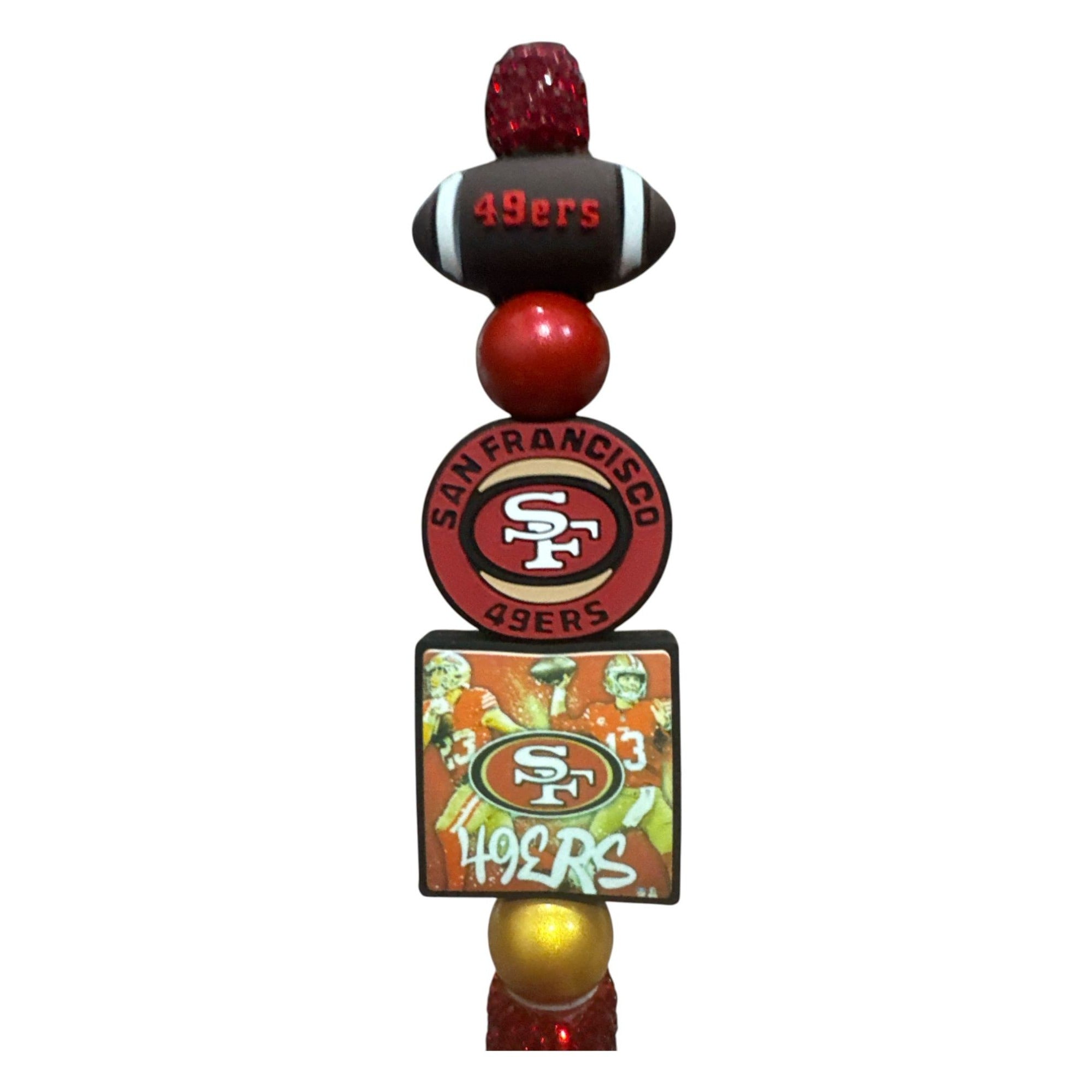 San Francisco 49ers Glittered Bead Pen With Team Logos & Football Design