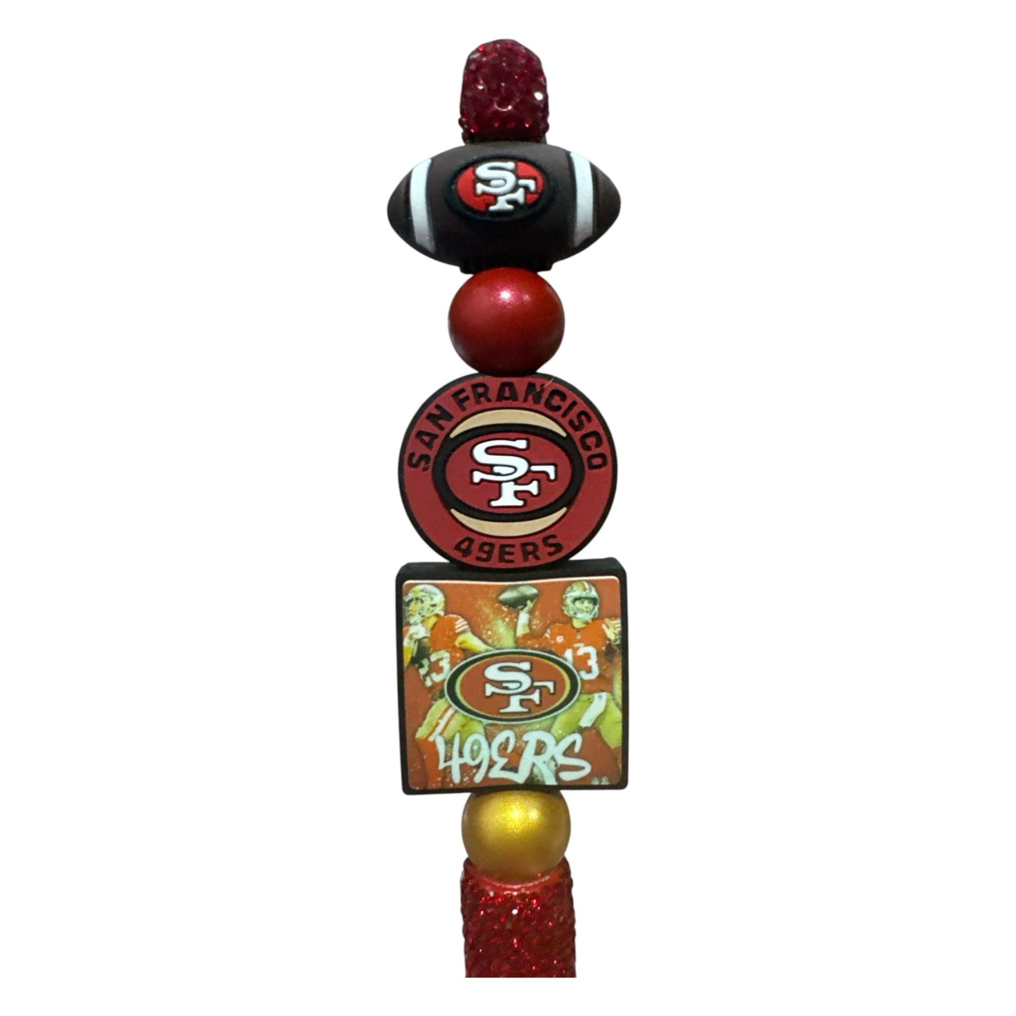San Francisco 49ers Glittered Bead Pen With Team Logos & Football Design