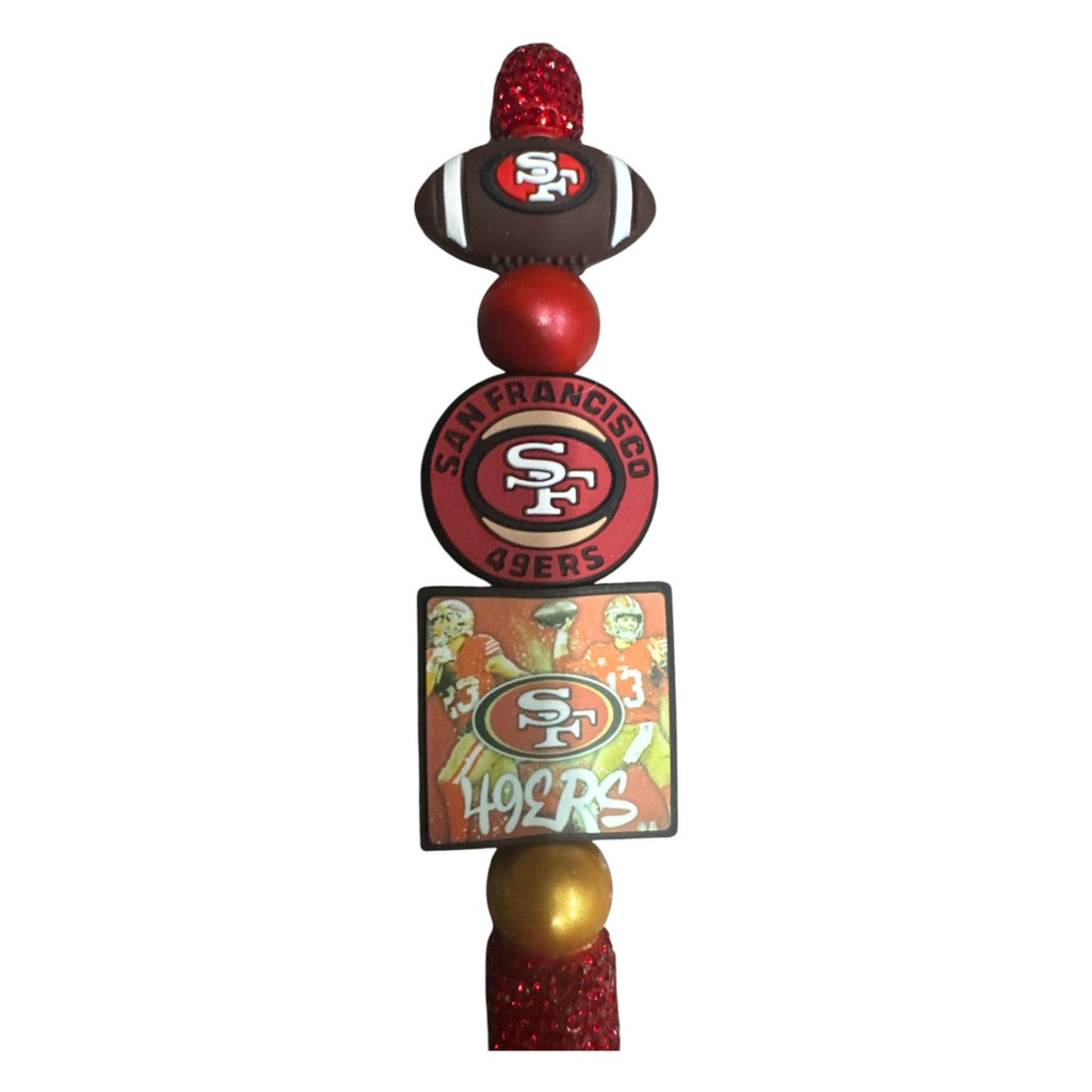 San Francisco 49ers Glittered Bead Pen With Team Logos & Football Design