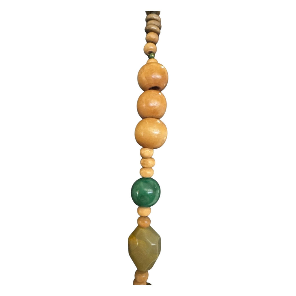 Laila Rowe Wood & Stone Beaded Necklace, Natural Earth Tone Jewelry, Boho Artisan Style Accents 30 Inches