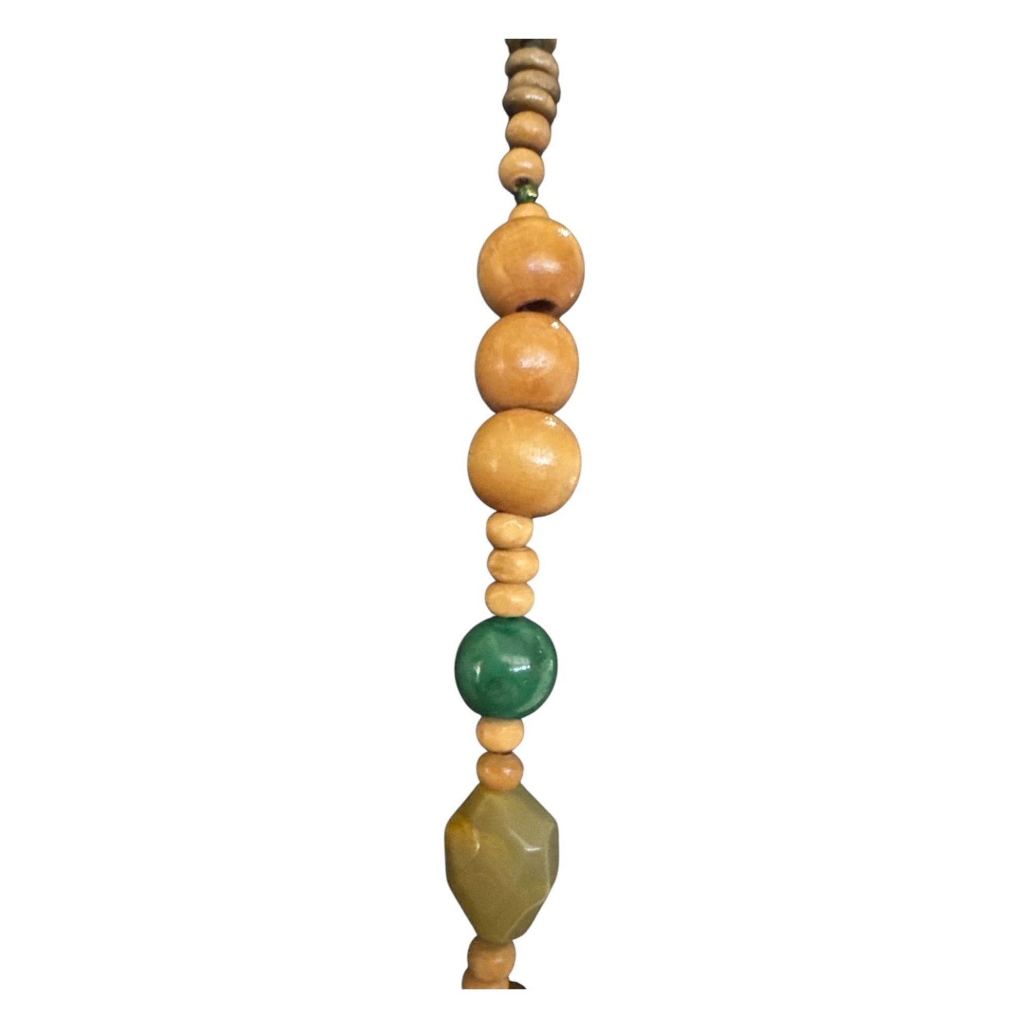 Laila Rowe Wood & Stone Beaded Necklace, Natural Earth Tone Jewelry, Boho Artisan Style Accents 30 Inches