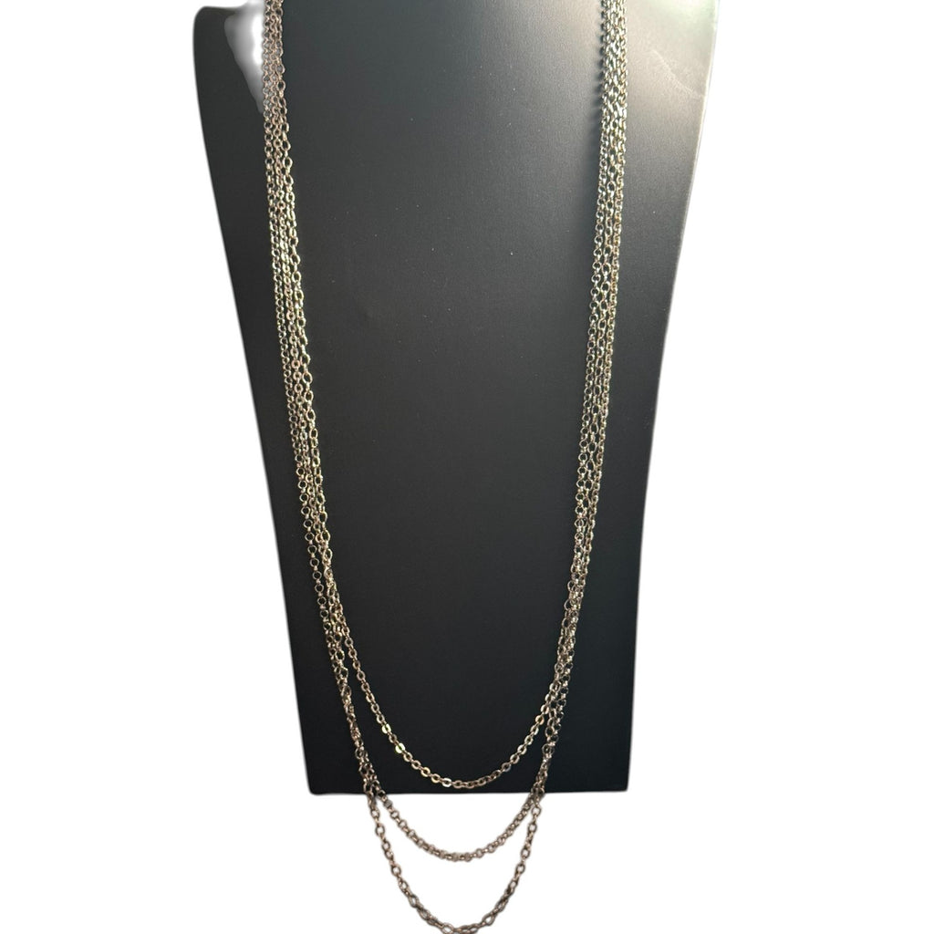 Silver Tone Layered Chain Necklace Multi Strand Minimalist Adjustable Modern Fashion Jewelry
