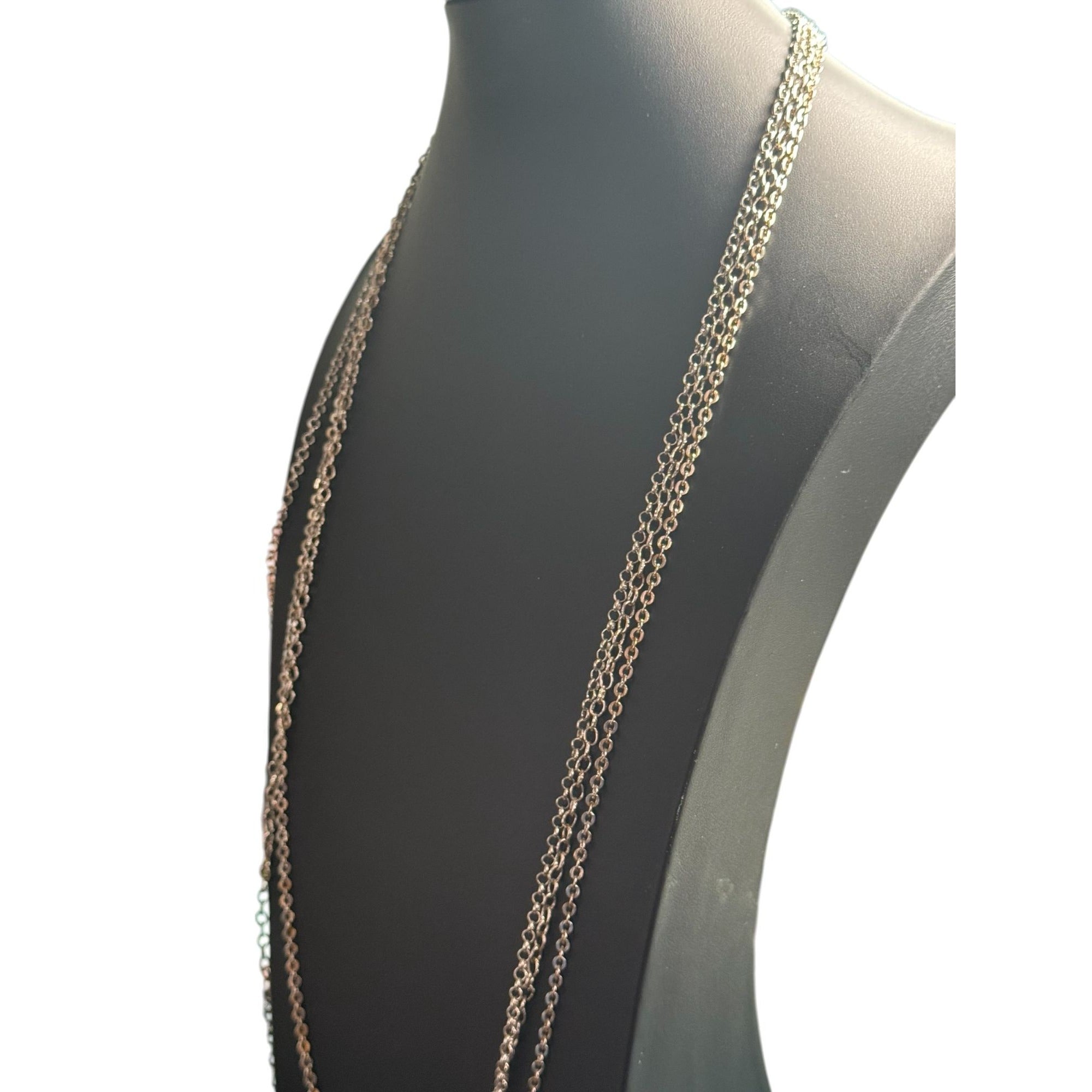 Silver Tone Layered Chain Necklace Multi Strand Minimalist Adjustable Modern Fashion Jewelry