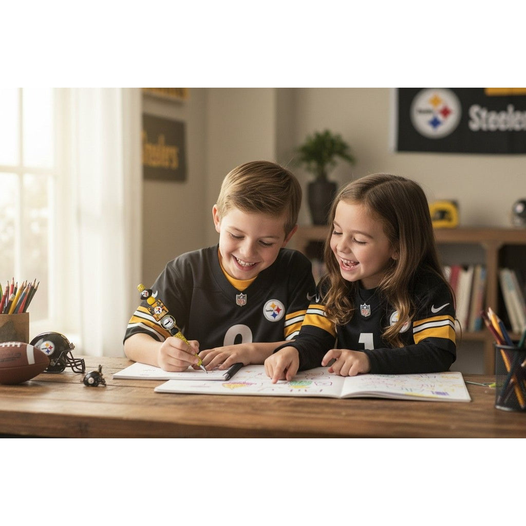Pittsburgh Steelers Glitter Pen With Beaded Football Theme Design Official Team Logos