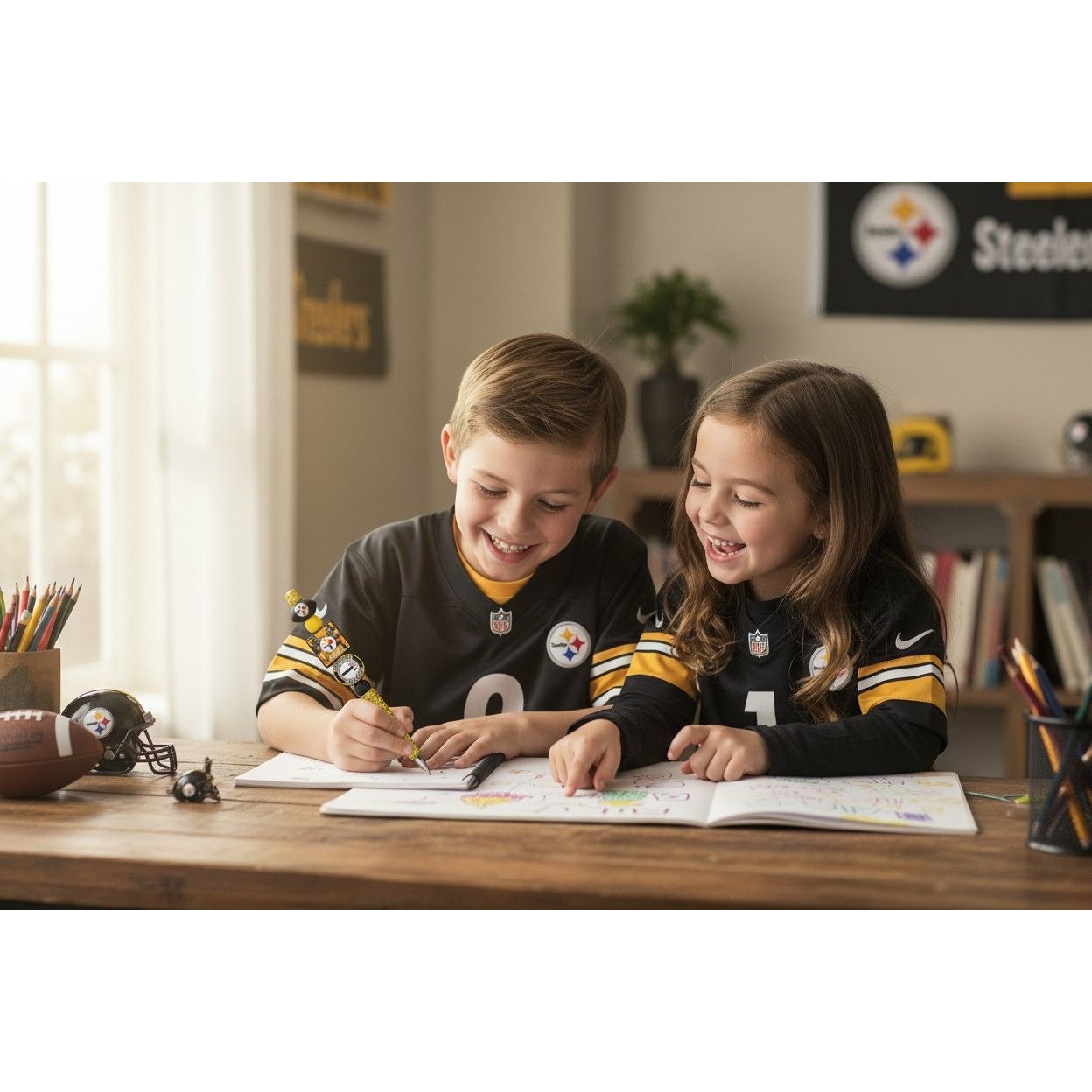 Pittsburgh Steelers Glitter Pen With Beaded Football Theme Design Official Team Logos