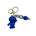 Cookie Monster-Inspired Keychain With Beaded Charm - Cute & Functional Accessory For Bags Or Keys