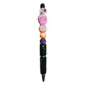 Handmade Sugar Skull Beaded Pen With Multicolor & Black Glitter Accents