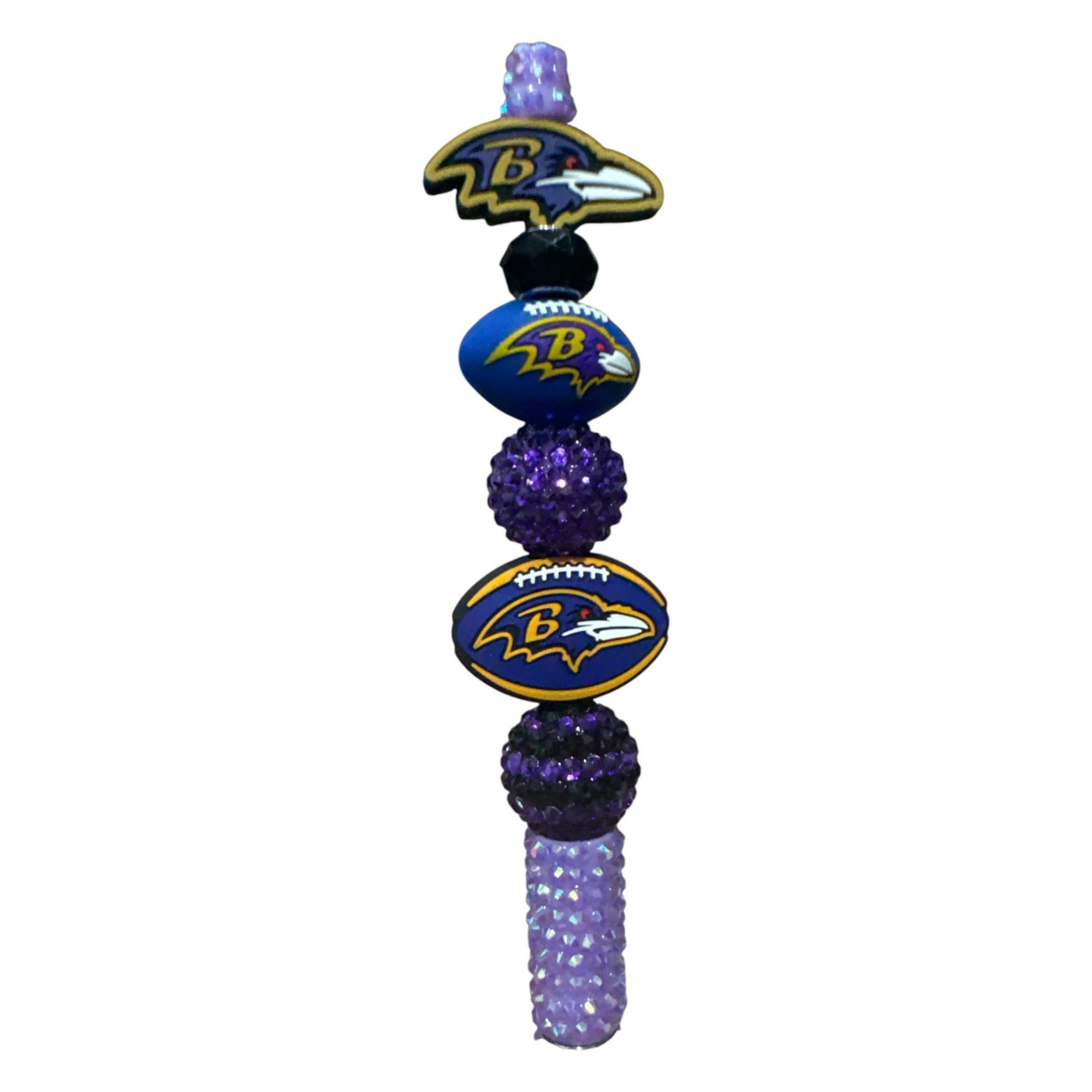 Baltimore Ravens Sparkling Beaded Ballpoint Pen With Team Logos & Purple Rhinestones
