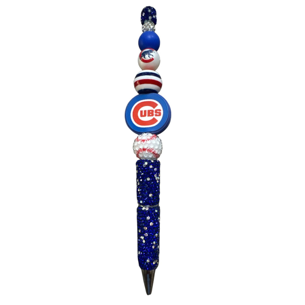 Chicago Cubs Beaded Pen With Rhinestone Accents For Fans & Collectors