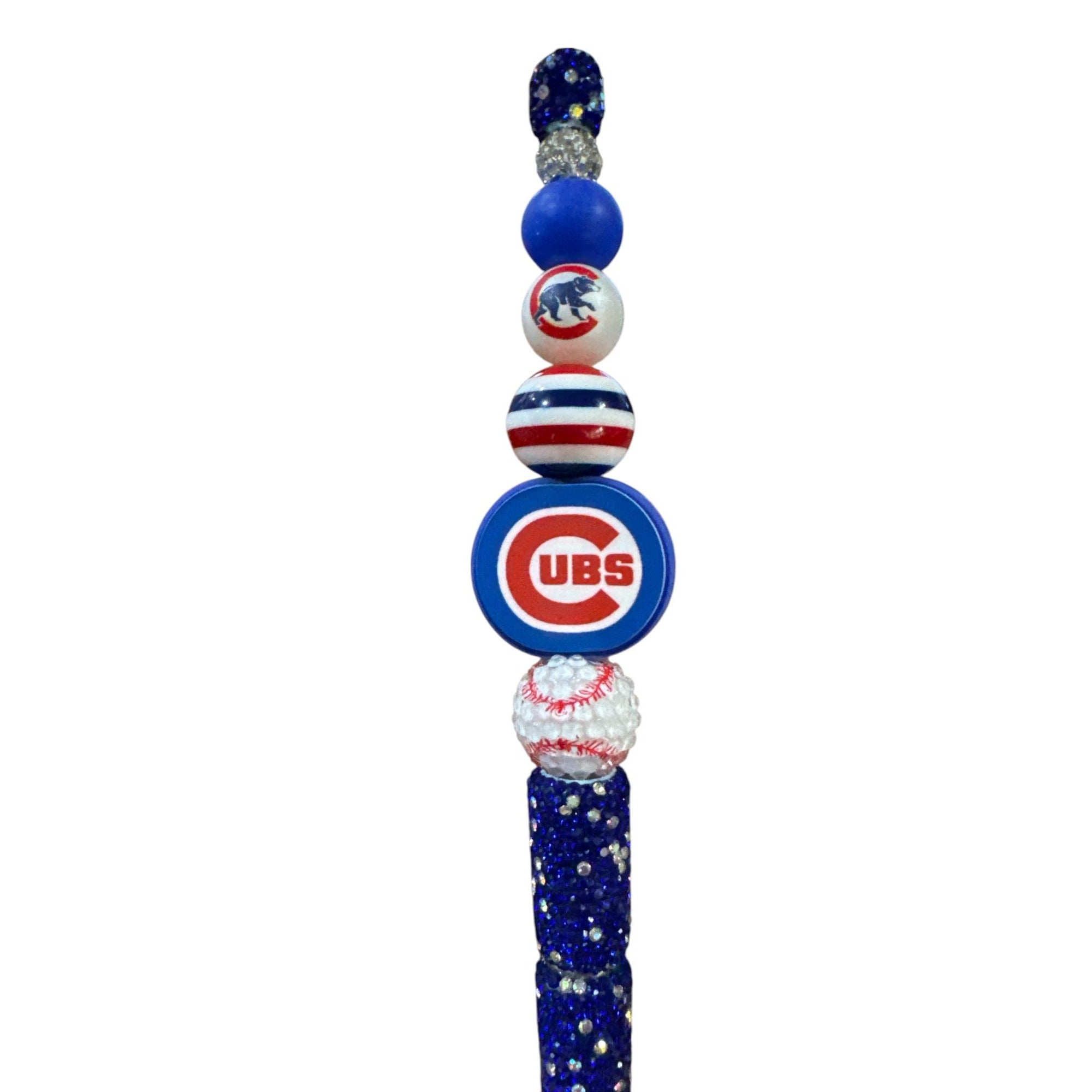 Chicago Cubs Beaded Pen With Rhinestone Accents For Fans & Collectors