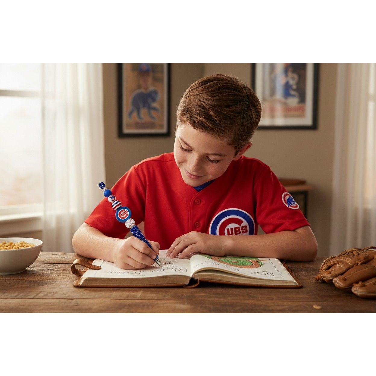 Chicago Cubs Beaded Pen With Rhinestone Accents For Fans & Collectors